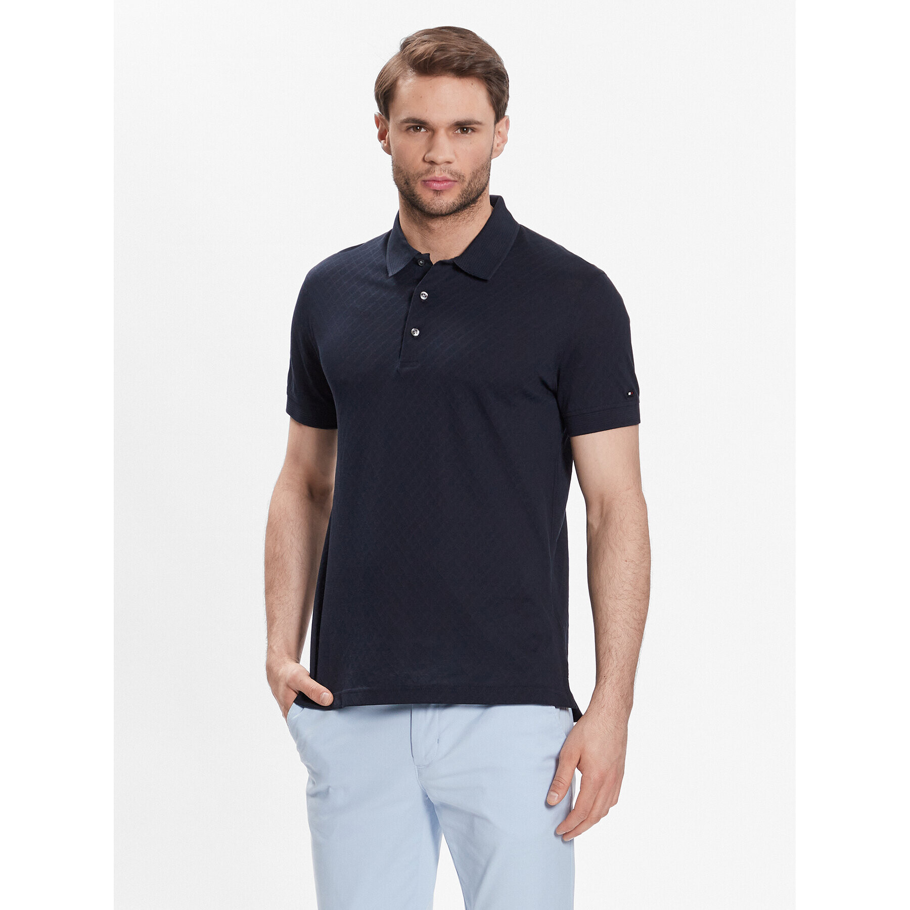 Tommy Hilfiger Polokošeľa Tonal Geo Structure MW0MW30760 Tmavomodrá Regular Fit - Pepit.sk