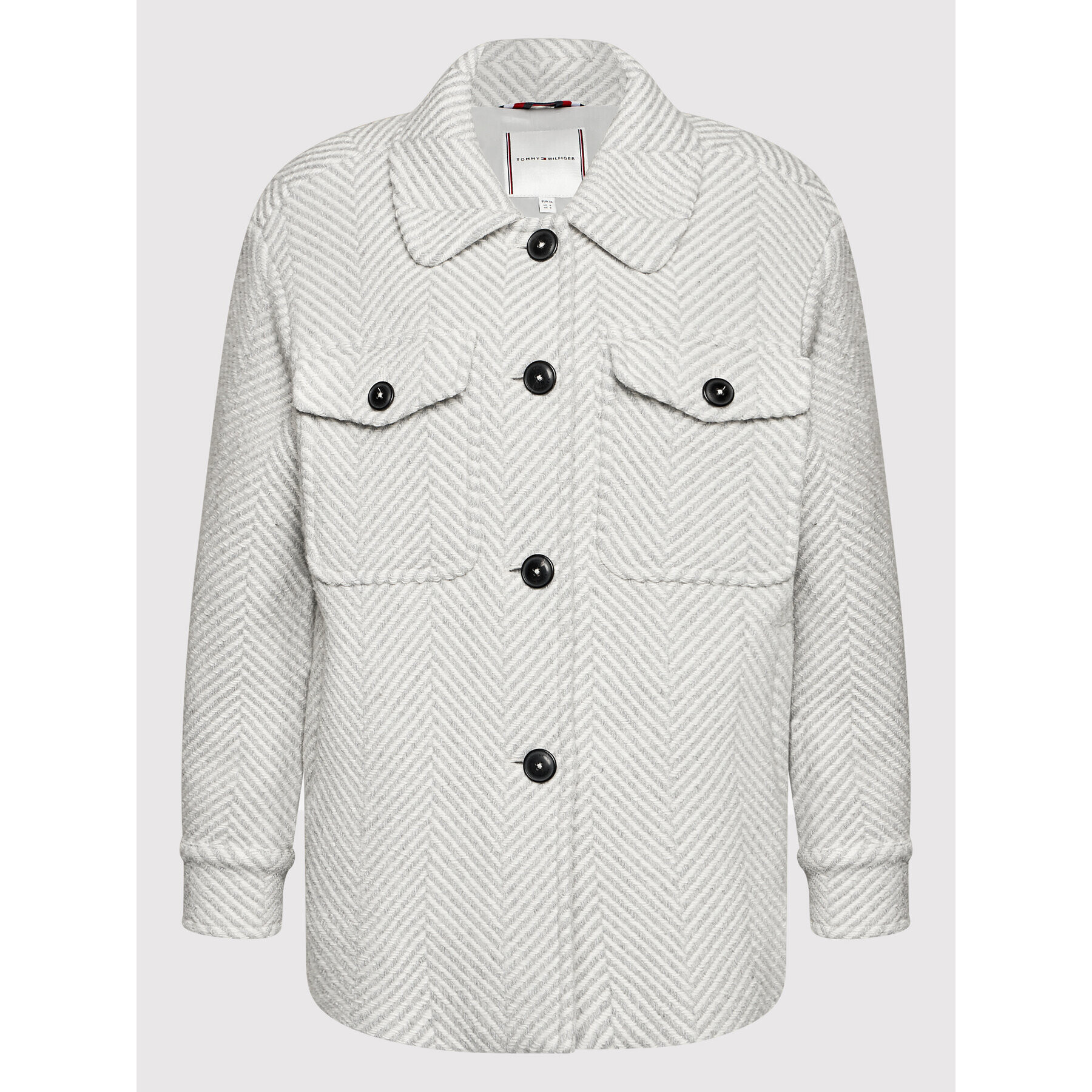 Tommy Hilfiger Prechodná bunda Herringbone WW0WW3256 Sivá Relaxed Fit - Pepit.sk