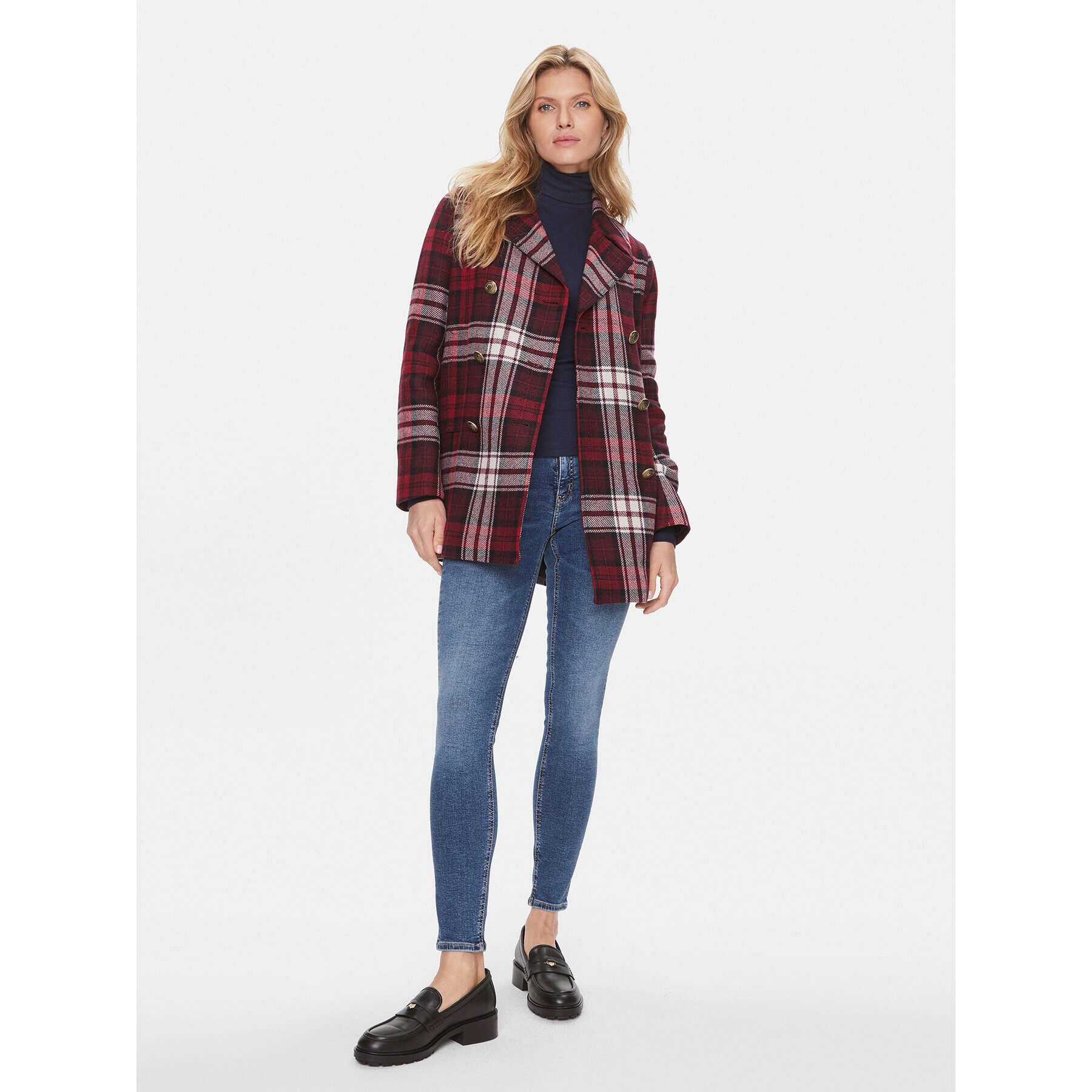 Tommy Hilfiger Prechodný kabát Tartan WW0WW40256 Červená Regular Fit - Pepit.sk