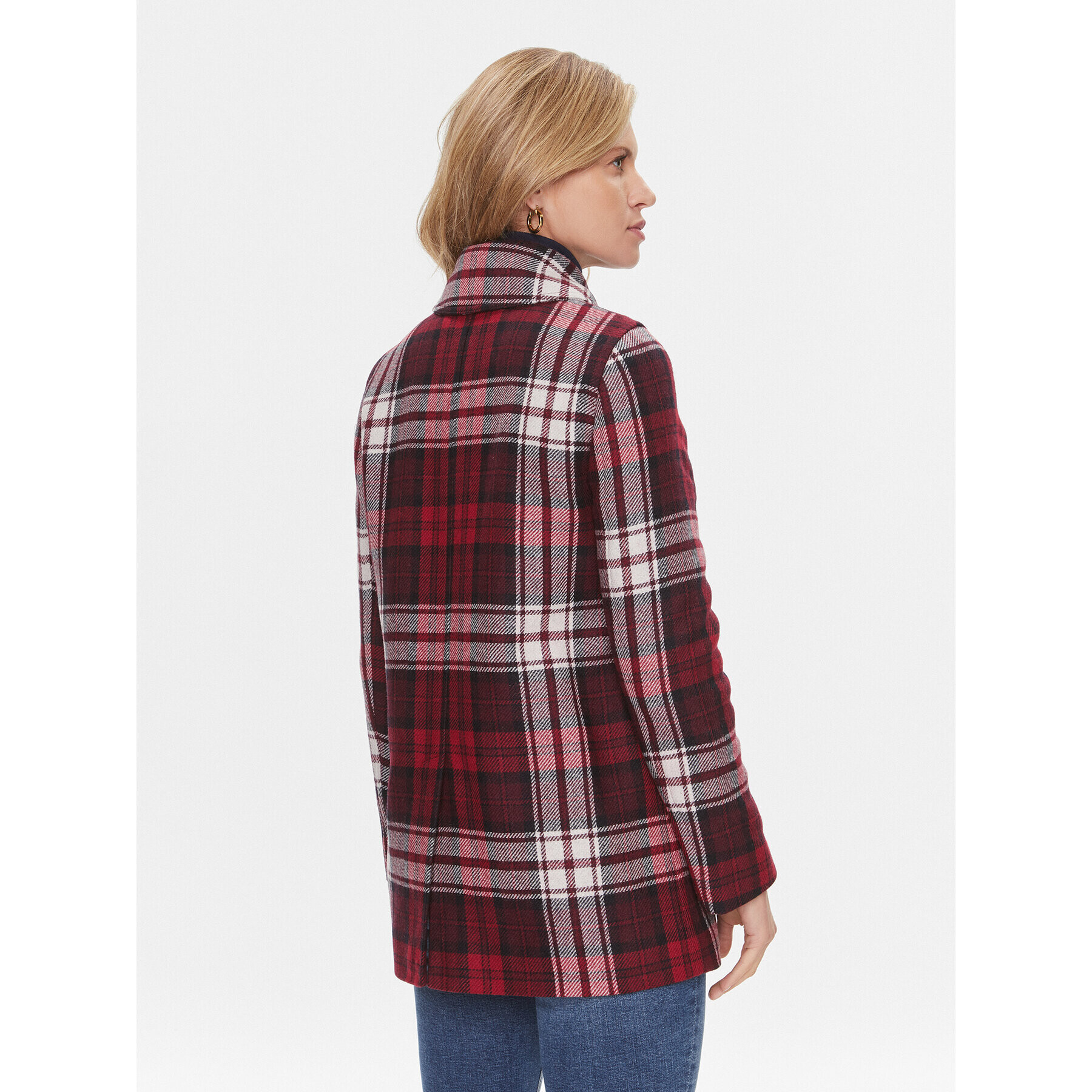 Tommy Hilfiger Prechodný kabát Tartan WW0WW40256 Červená Regular Fit - Pepit.sk