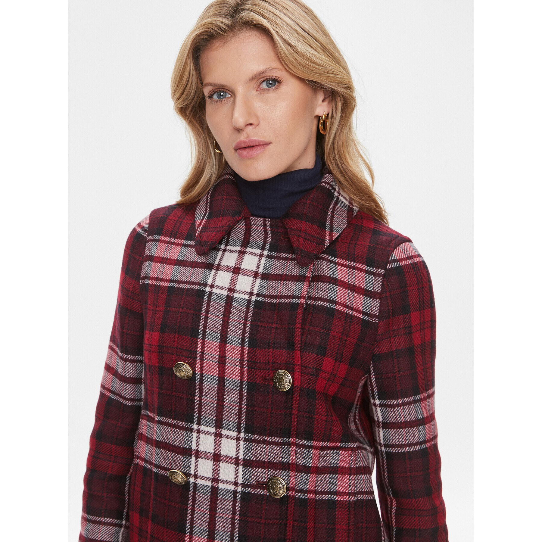 Tommy Hilfiger Prechodný kabát Tartan WW0WW40256 Červená Regular Fit - Pepit.sk