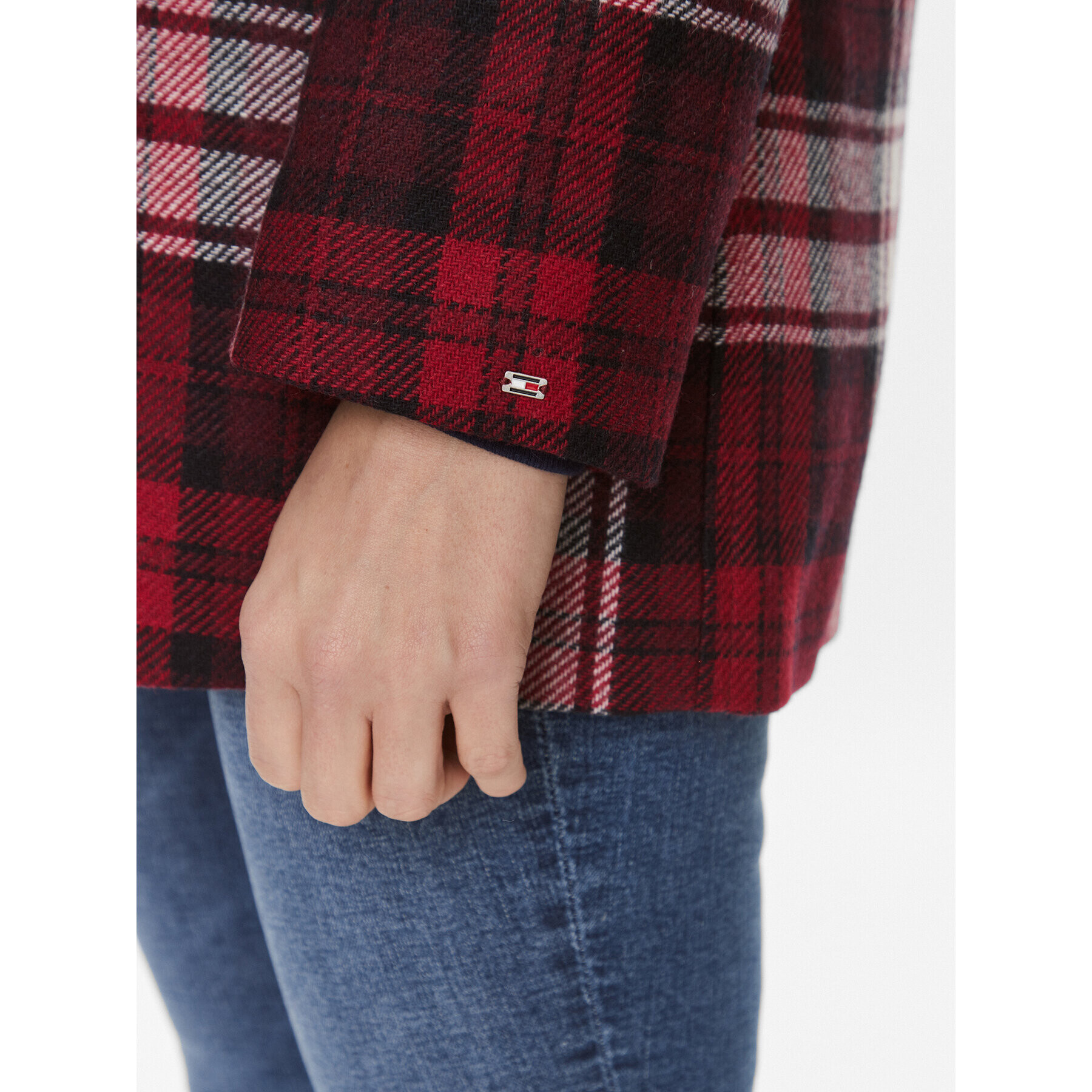 Tommy Hilfiger Prechodný kabát Tartan WW0WW40256 Červená Regular Fit - Pepit.sk