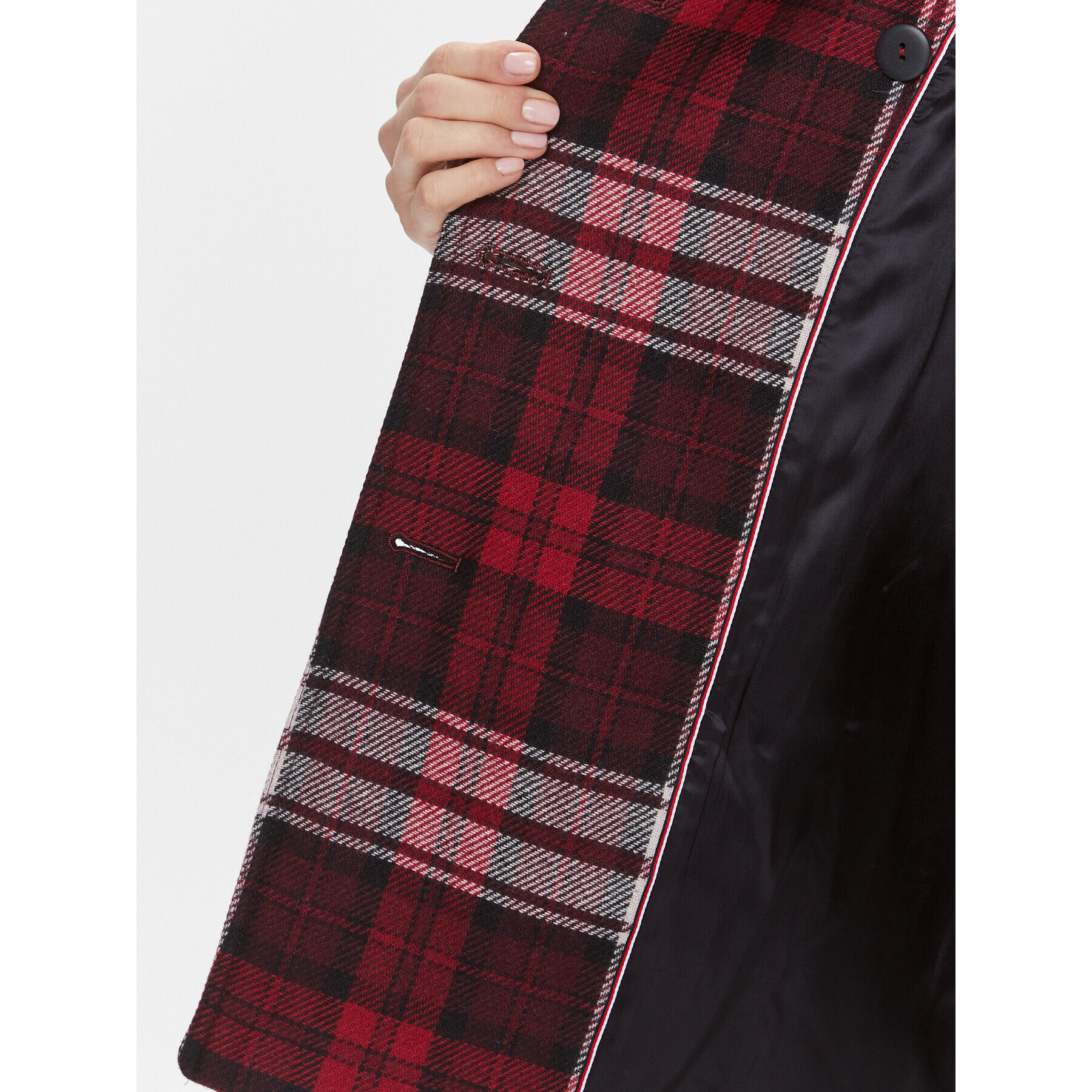 Tommy Hilfiger Prechodný kabát Tartan WW0WW40256 Červená Regular Fit - Pepit.sk