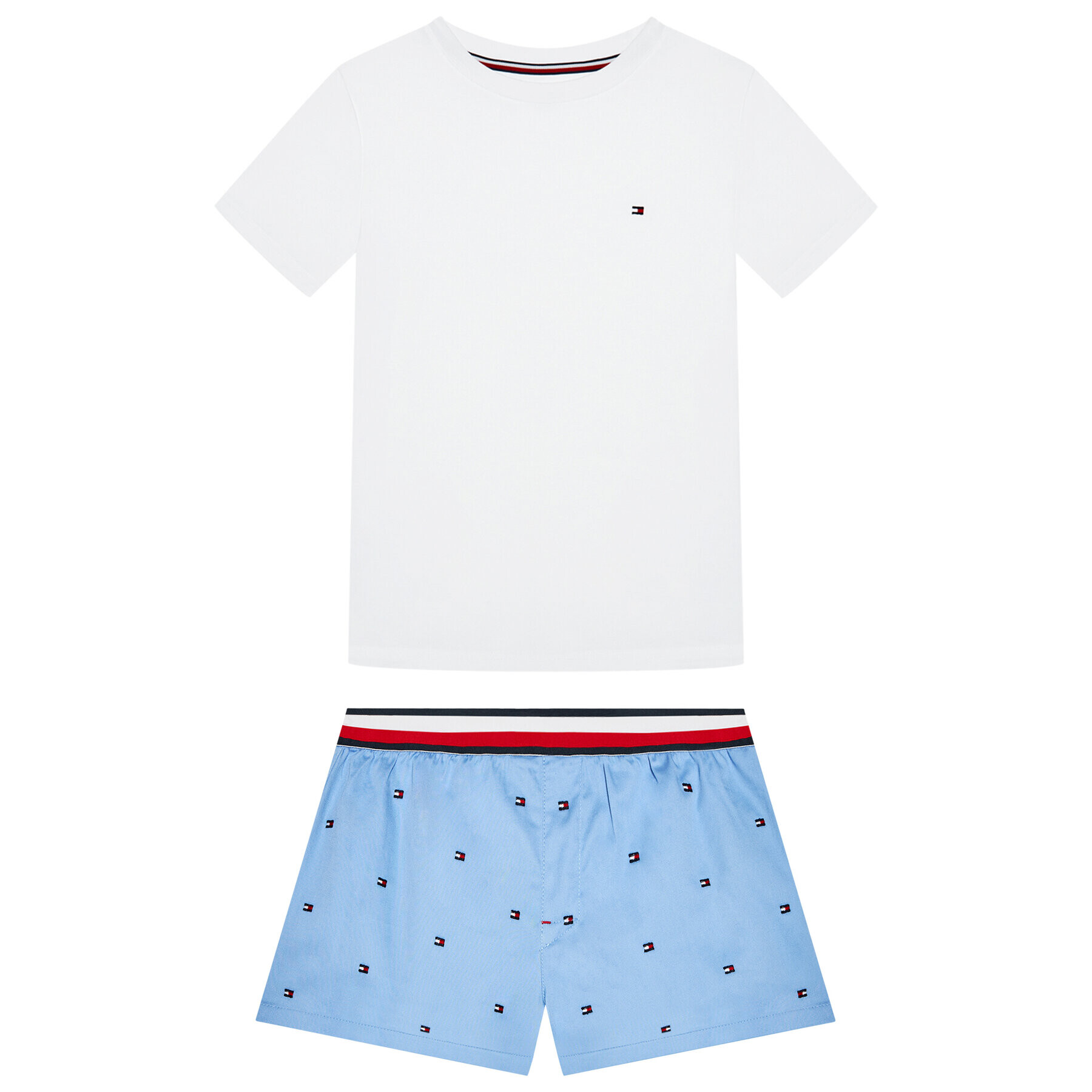 Tommy Hilfiger Pyžamo Set Woven Emroidery UB0UB00386 Biela - Pepit.sk