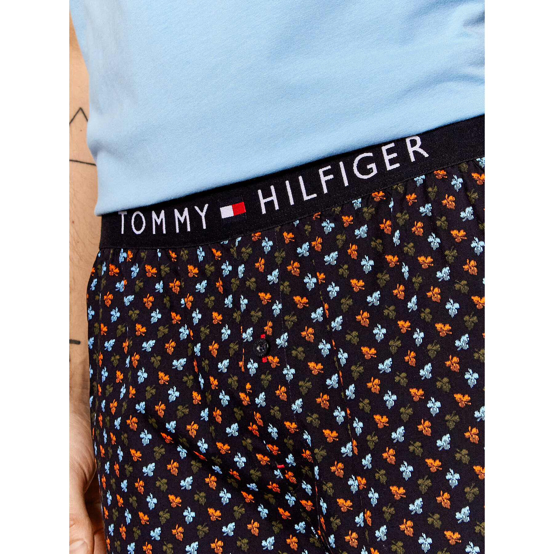 Tommy Hilfiger Pyžamo Short Woven UM0UM01964 Modrá Regular Fit - Pepit.sk