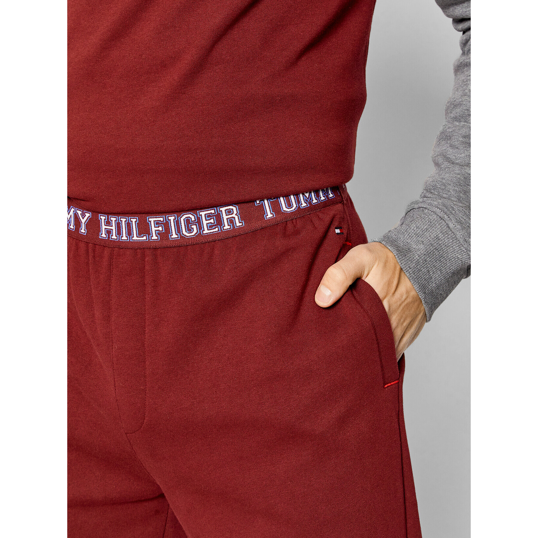 Tommy Hilfiger Pyžamové nohavice UM0UM02384 Bordová Regular Fit - Pepit.sk