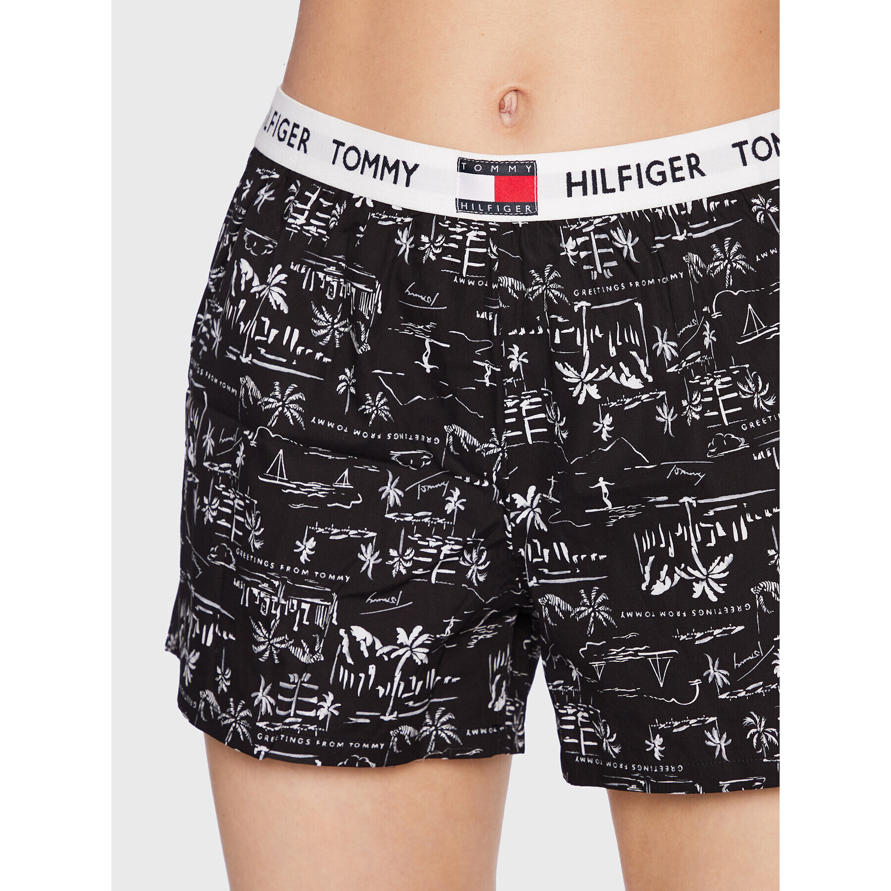 Tommy Hilfiger Pyžamové šortky Woven UW0UW02986 Čierna Regular Fit - Pepit.sk