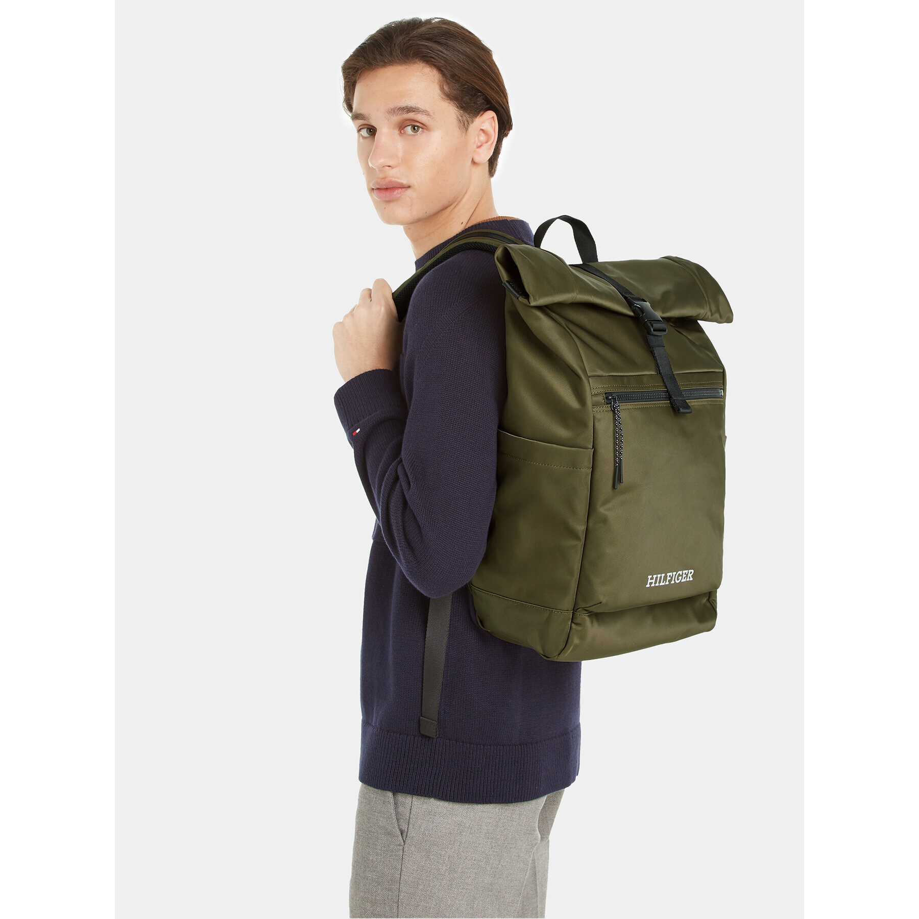 Tommy Hilfiger Ruksak Th Monotype Rolltop Backpack AM0AM11549 Zelená - Pepit.sk