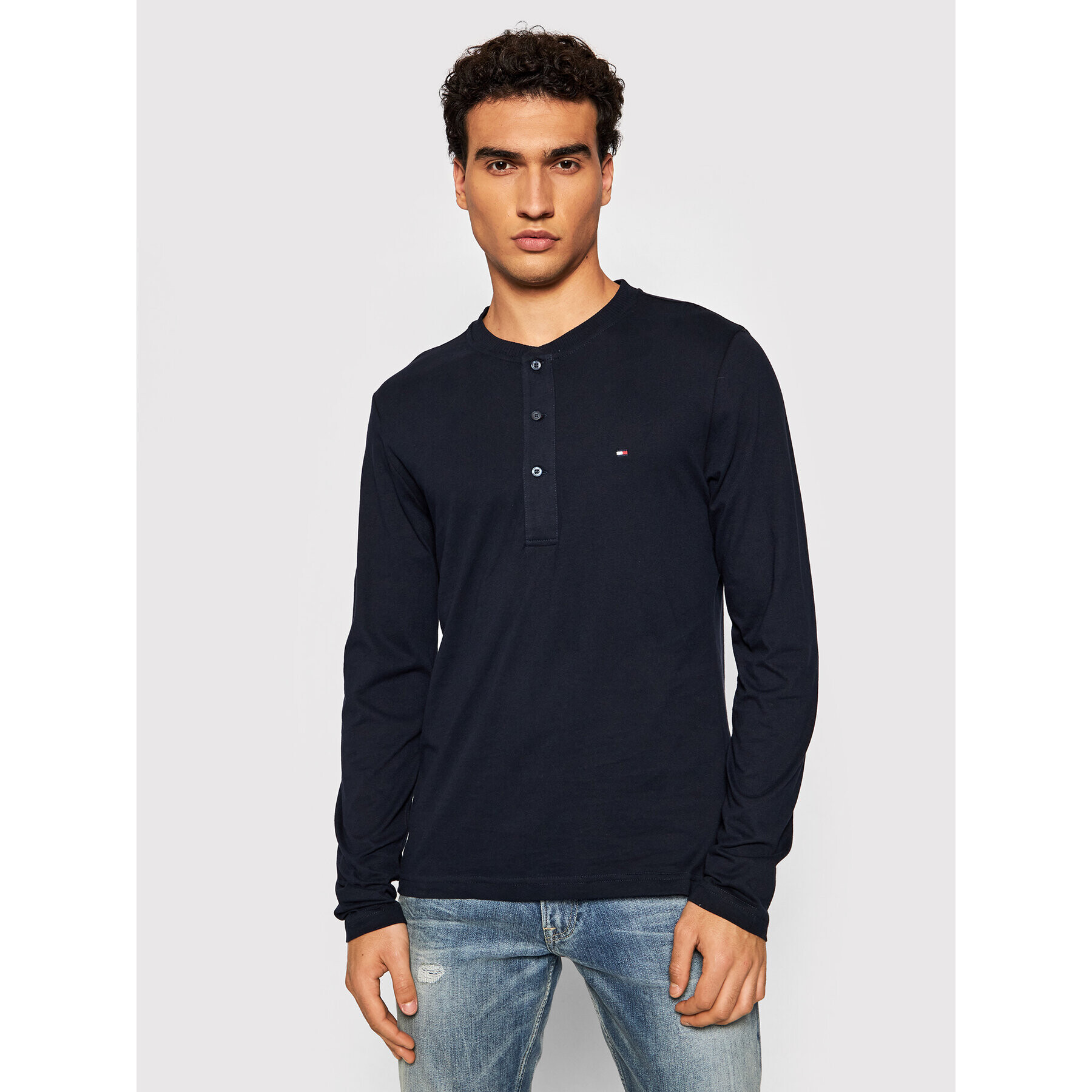 Tommy Hilfiger S dlhými rukávmi Classic Henley MW0MW20159 Tmavomodrá Regular Fit - Pepit.sk