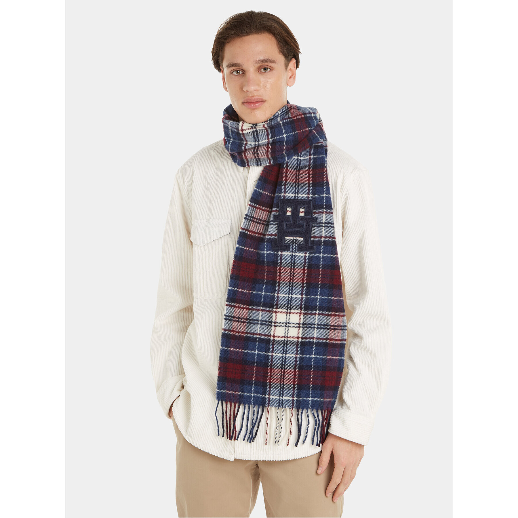 Tommy Hilfiger Šál Th Monogram Tartan Scarf AM0AM11984 Modrá - Pepit.sk