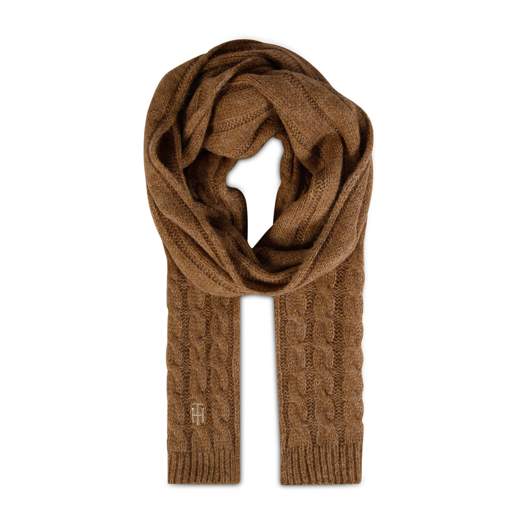 Tommy Hilfiger Šál Th Timeless Scarf Cable AW0AW14011 Hnedá - Pepit.sk