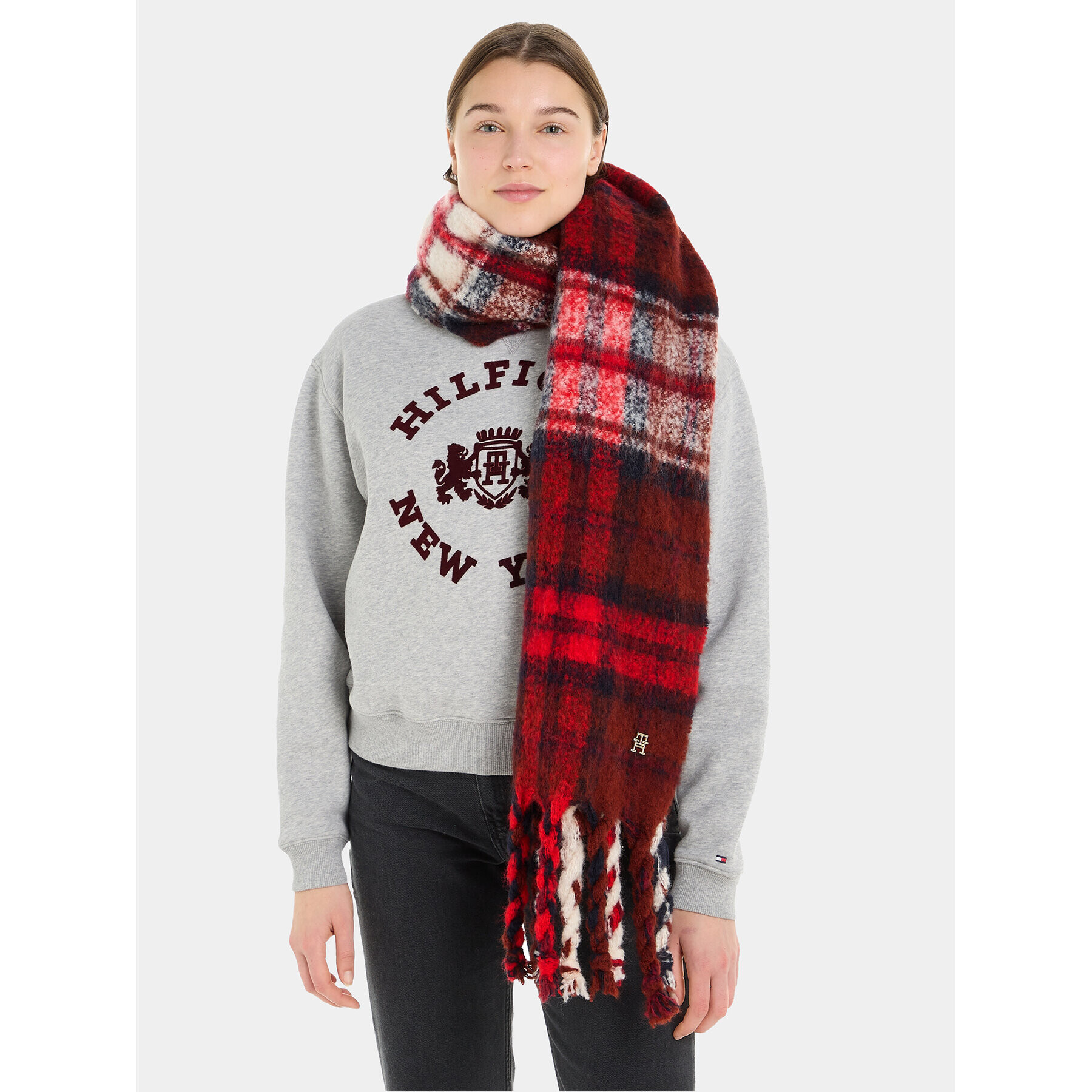 Tommy Hilfiger Šál Tommy Check Scarf AW0AW15337 Tmavomodrá - Pepit.sk