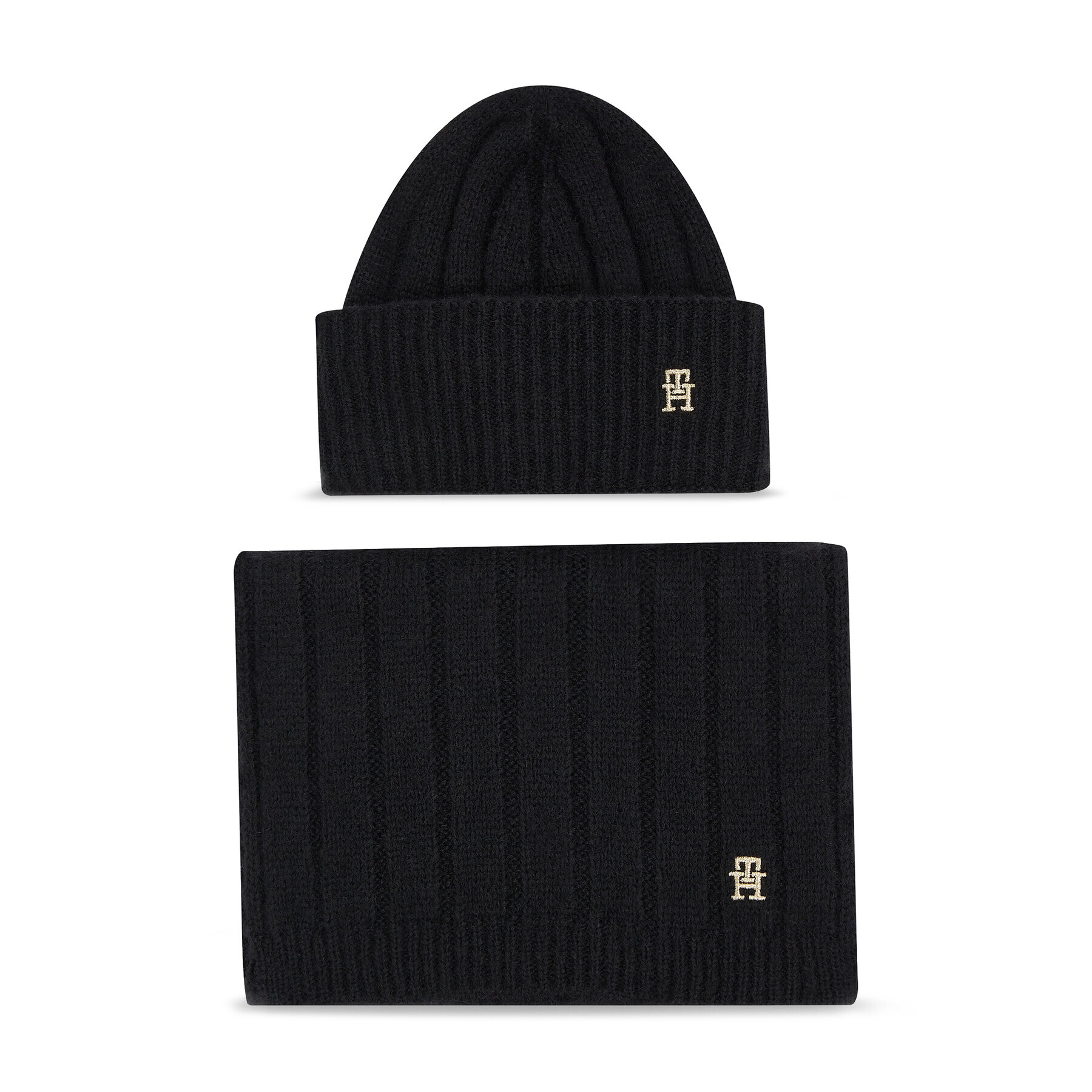 Tommy Hilfiger Set čiapka a šál Th Timeless Beanie + Scarf AW0AW15367BDS Čierna - Pepit.sk