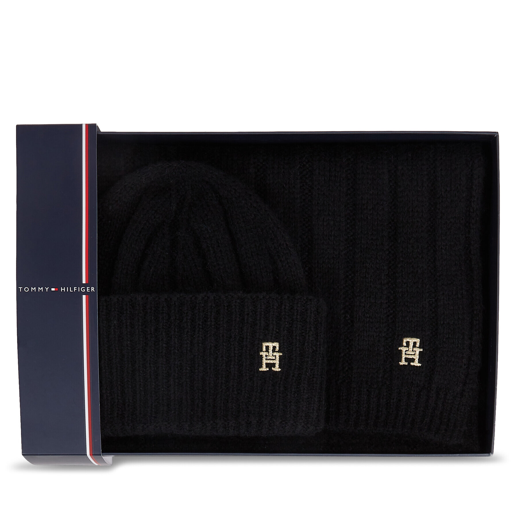 Tommy Hilfiger Set čiapka a šál Th Timeless Beanie + Scarf AW0AW15367BDS Čierna - Pepit.sk