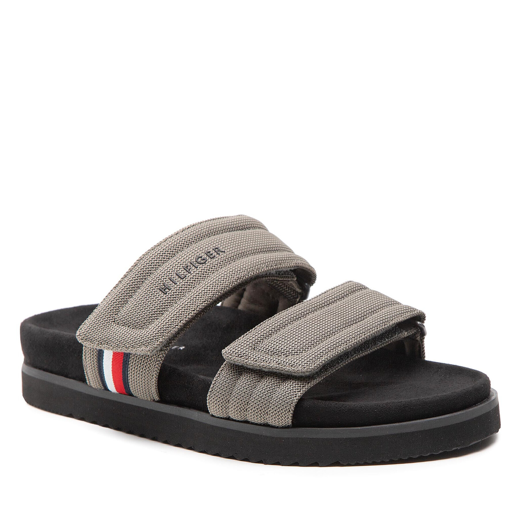 Tommy Hilfiger Šľapky Cleated Strappy Hilfiger Sandal FM0FM04147 Sivá - Pepit.sk