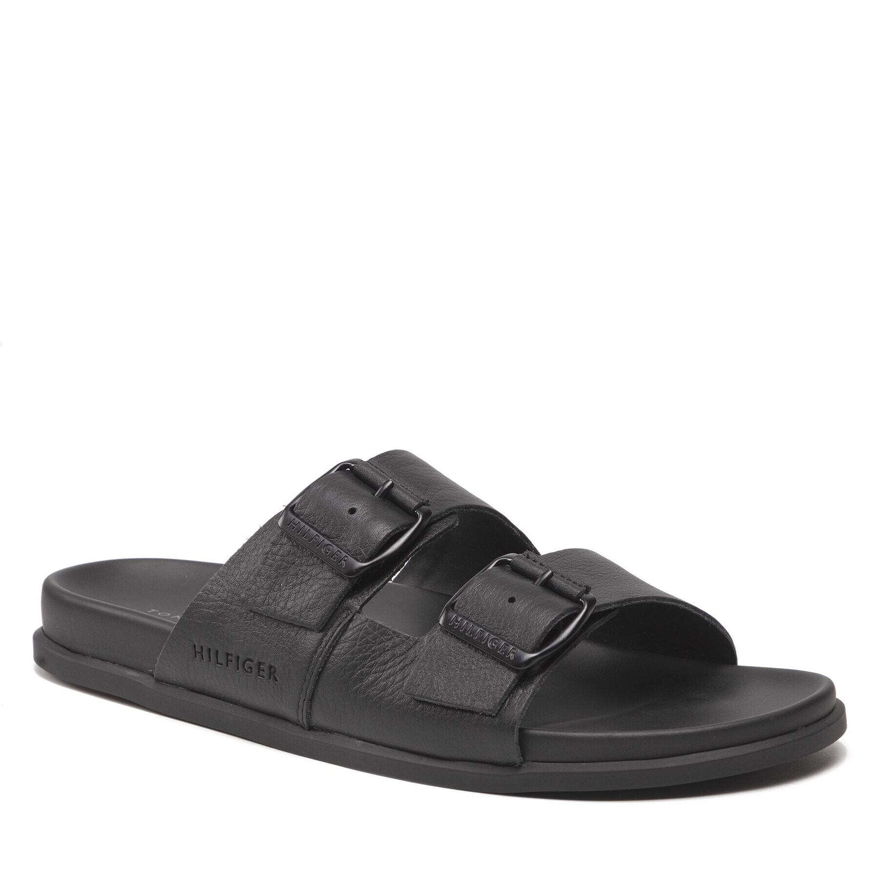 Tommy Hilfiger Šľapky Elevated Leather Buckle Sandal FM0FM04085 Čierna - Pepit.sk