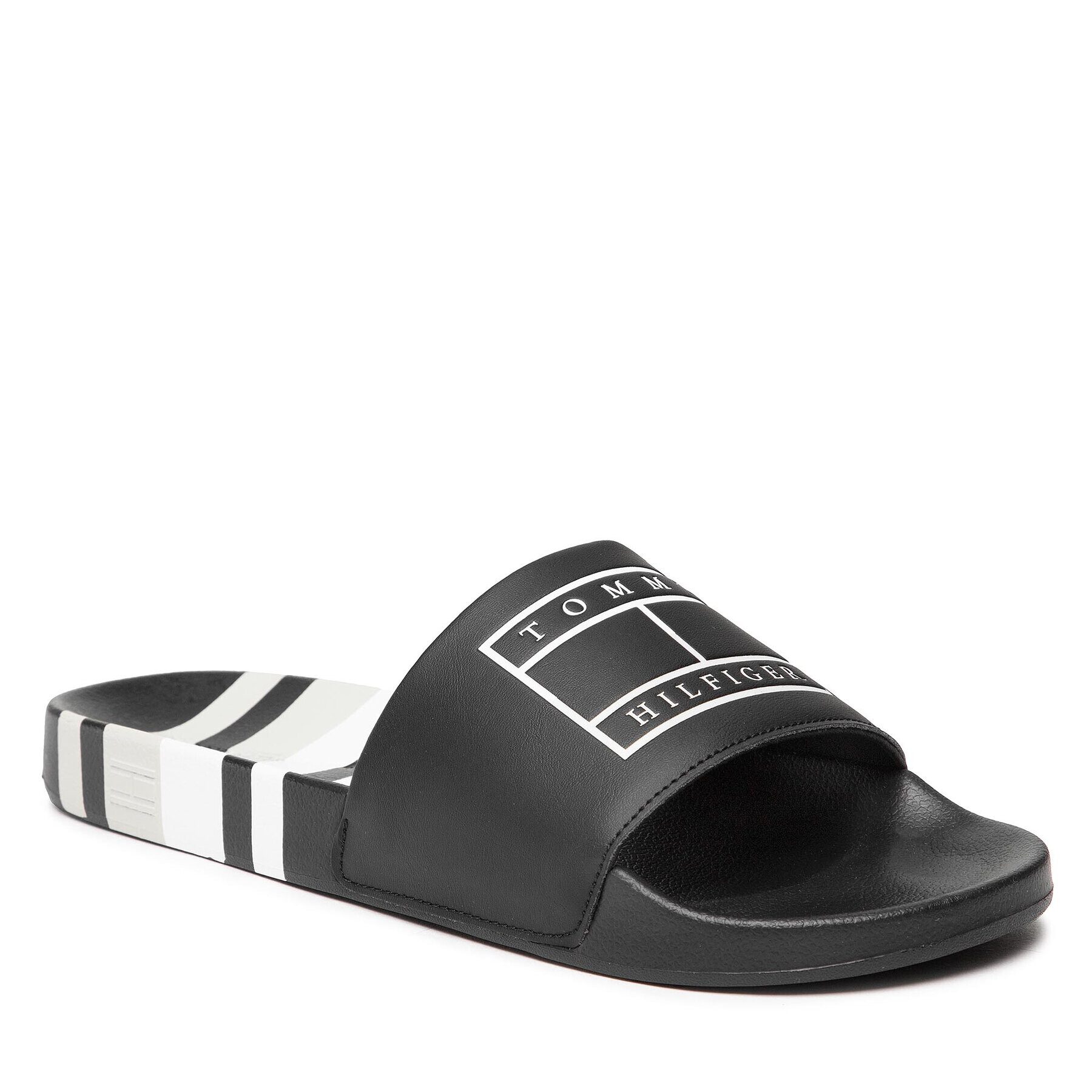 Tommy Hilfiger Šľapky Strips Hilfiger Pool Slide FM0FM04061 Čierna - Pepit.sk