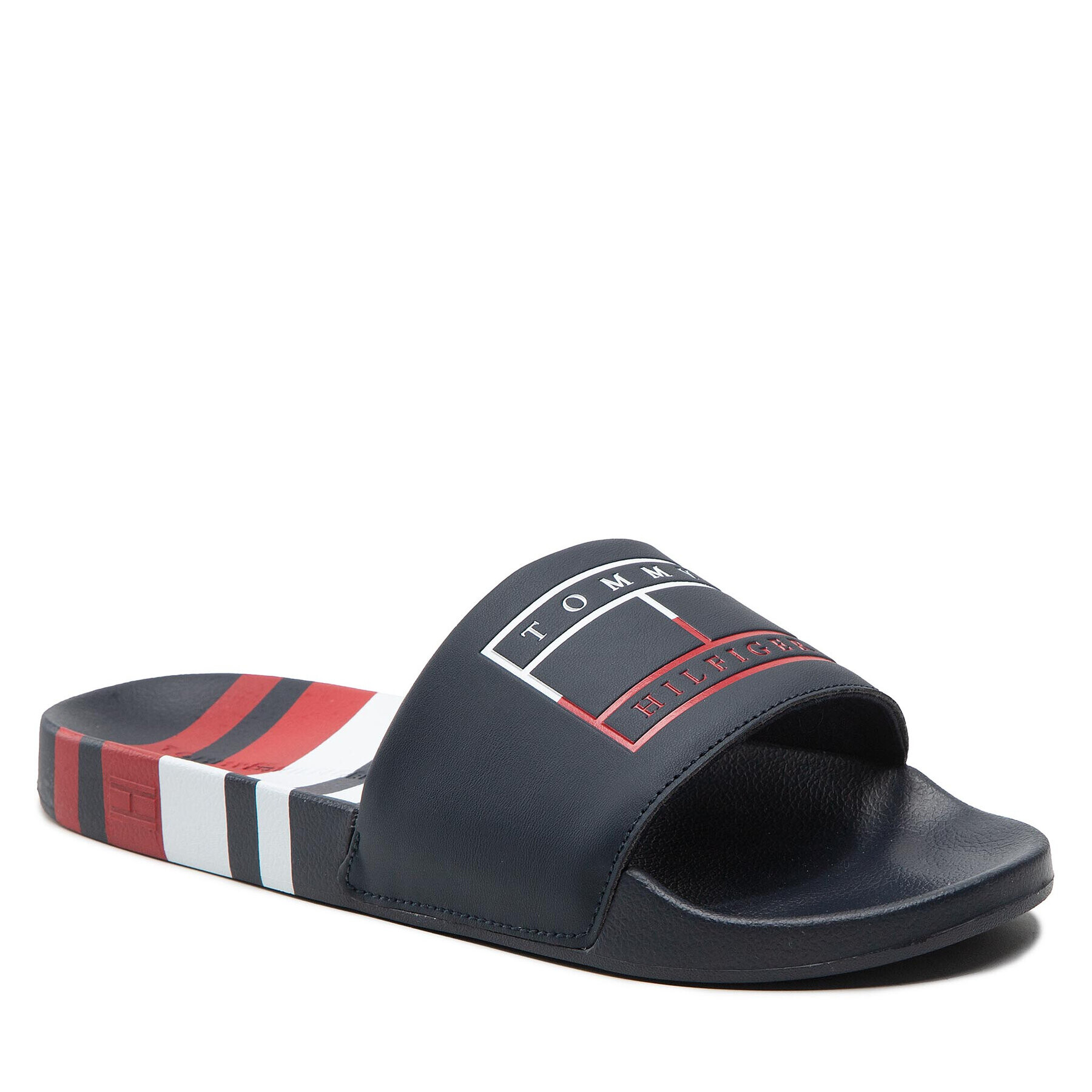 Tommy Hilfiger Šľapky Strips Hilfiger Pool Slide FM0FM04061 Tmavomodrá - Pepit.sk