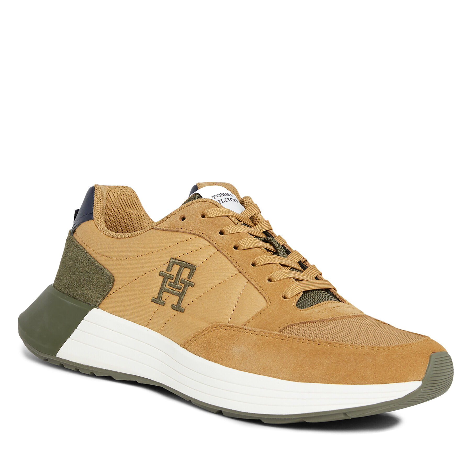 Tommy Hilfiger Sneakersy Classic Elevated Runner Mix FM0FM04636 Kaki - Pepit.sk