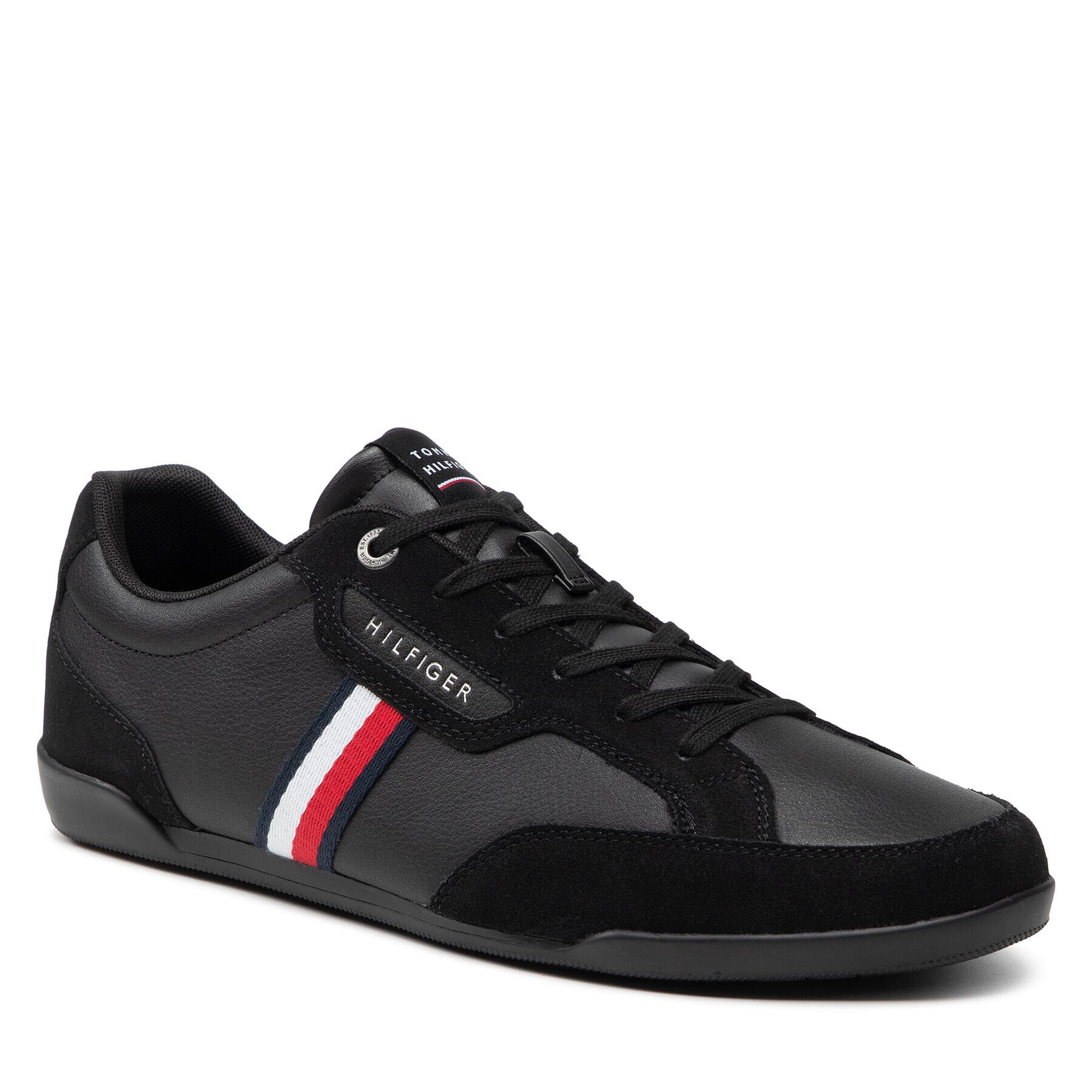 Tommy Hilfiger Sneakersy Corporate Mix Leather Cupsole FM0FM04015 Čierna - Pepit.sk