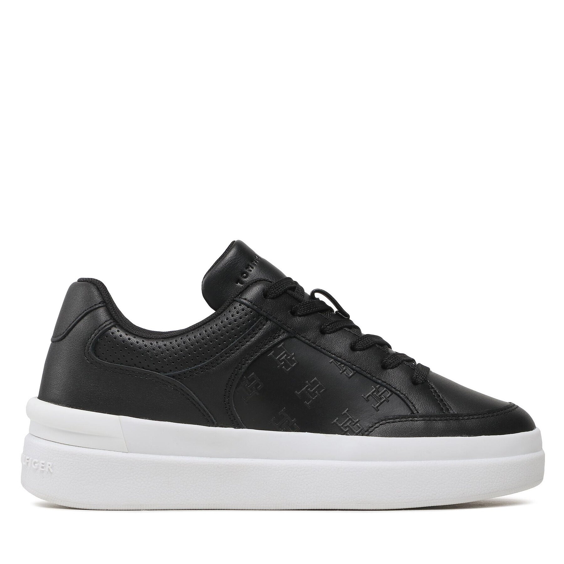 Tommy Hilfiger Sneakersy Embossed Court FW0FW07297 Čierna - Pepit.sk