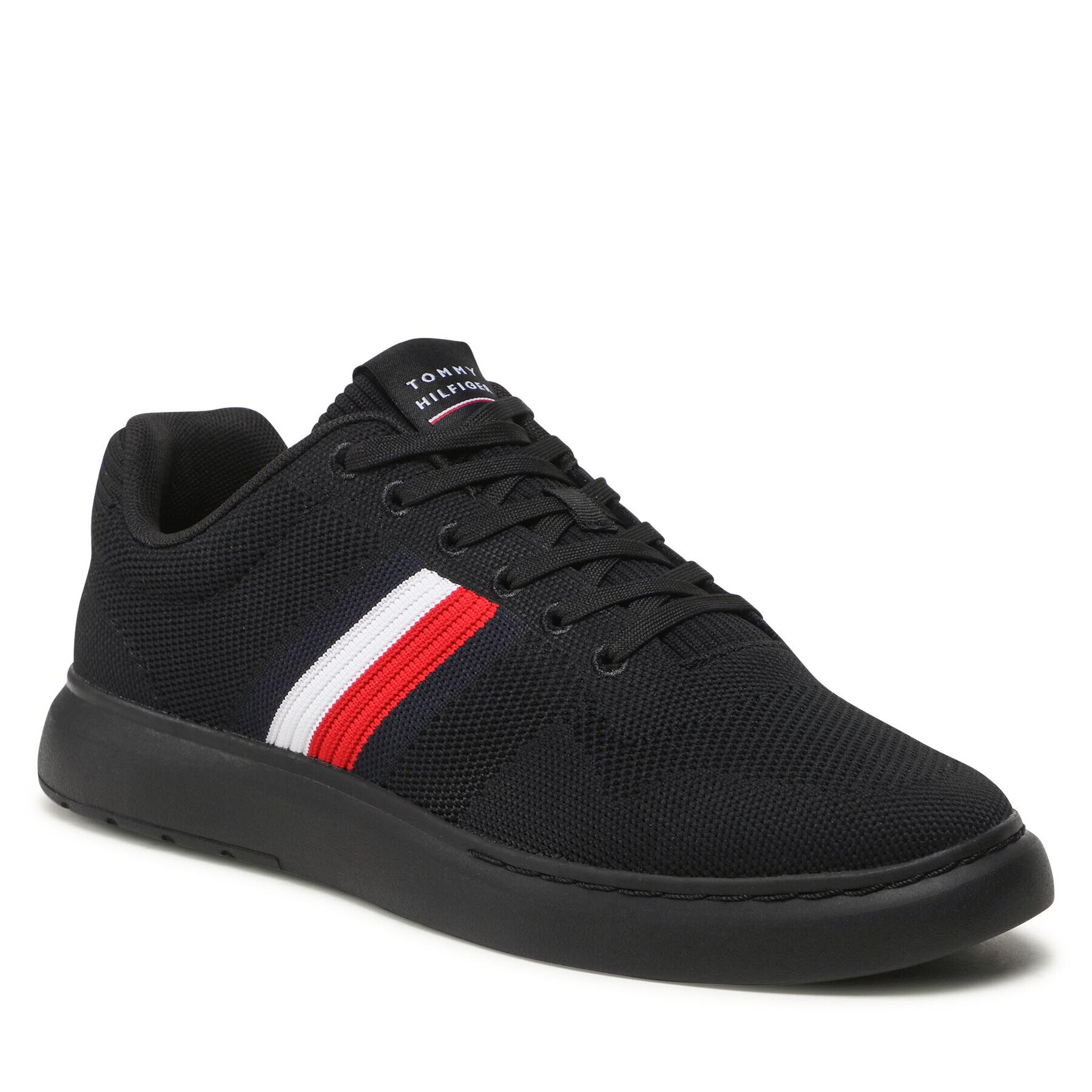 Tommy Hilfiger Sneakersy Lightweight Cupsole Knit Stripes FM0FM04587 Čierna - Pepit.sk