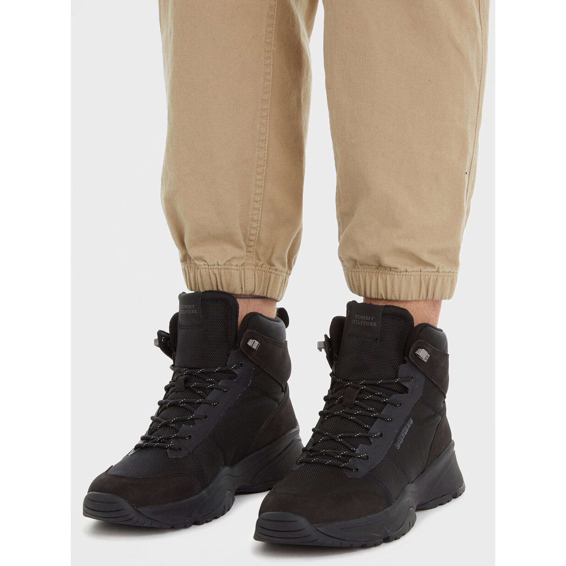 Tommy Hilfiger Sneakersy Outdoor Snk Boot Lth Cordura FM0FM04838 Čierna - Pepit.sk