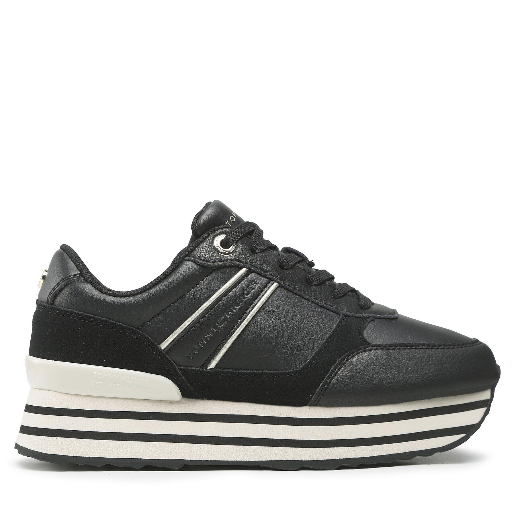 Tommy Hilfiger Sneakersy Platform Stripes Trainer FW0FW06745 Čierna - Pepit.sk