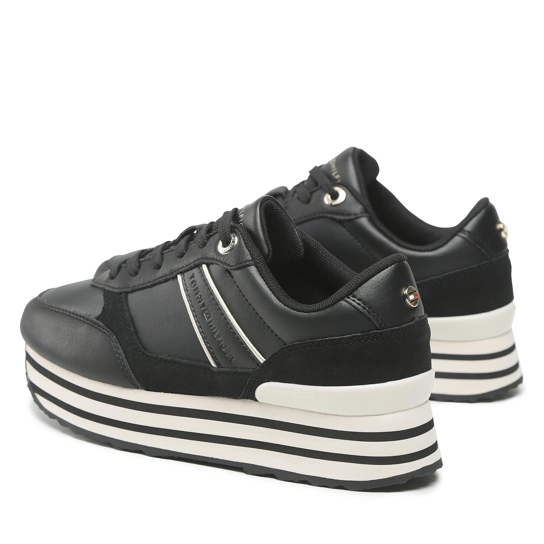 Tommy Hilfiger Sneakersy Platform Stripes Trainer FW0FW06745 Čierna - Pepit.sk