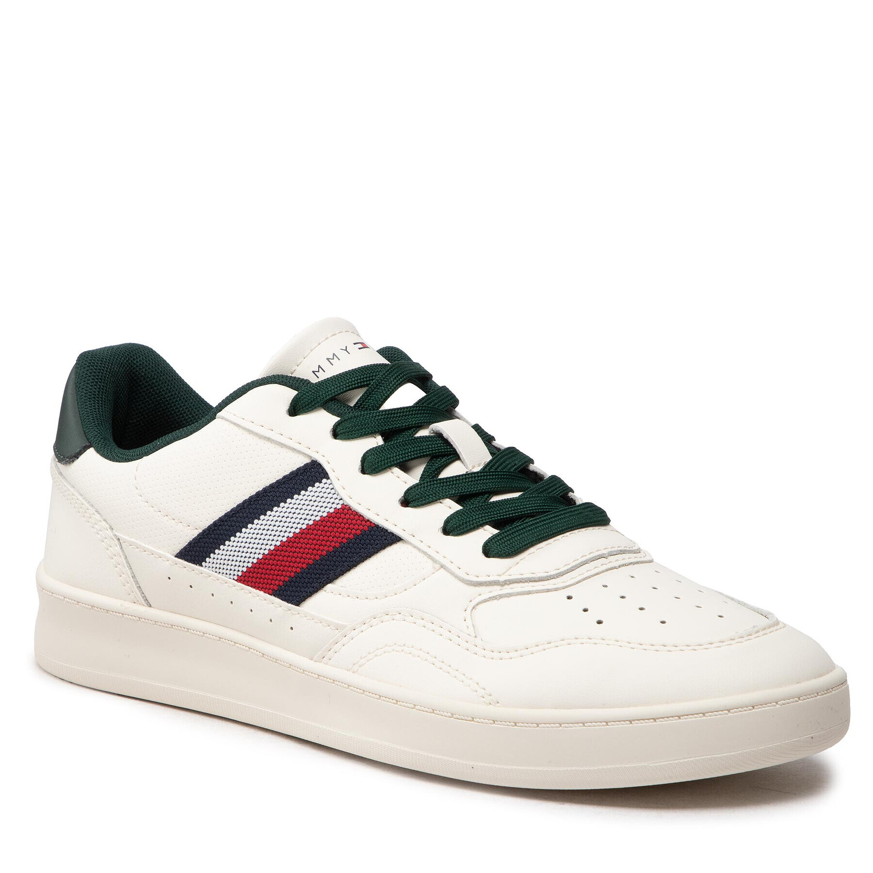 Tommy Hilfiger Sneakersy Retro Court Cupsole Stripes Lea FM0FM04316 Biela - Pepit.sk