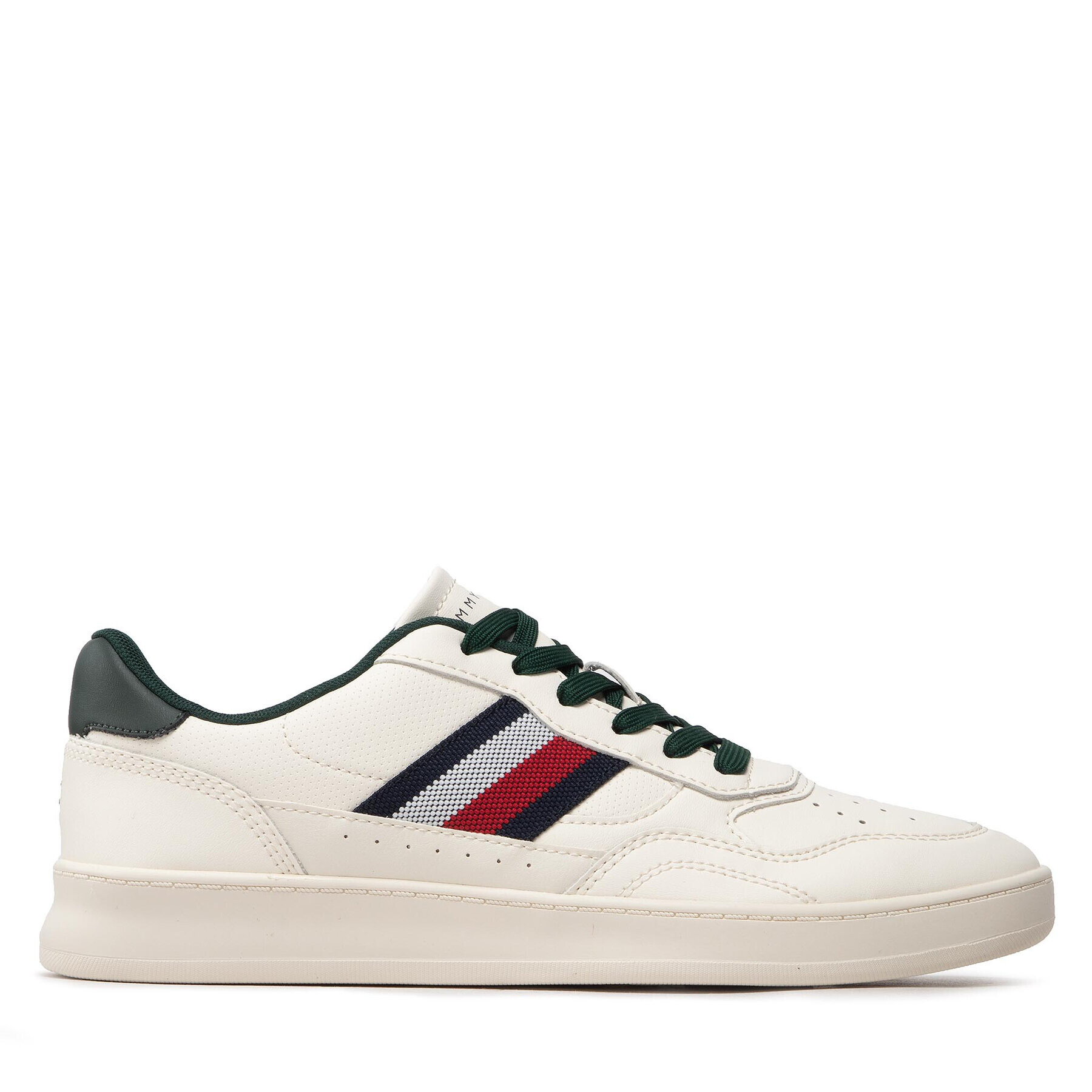 Tommy Hilfiger Sneakersy Retro Court Cupsole Stripes Lea FM0FM04316 Biela - Pepit.sk