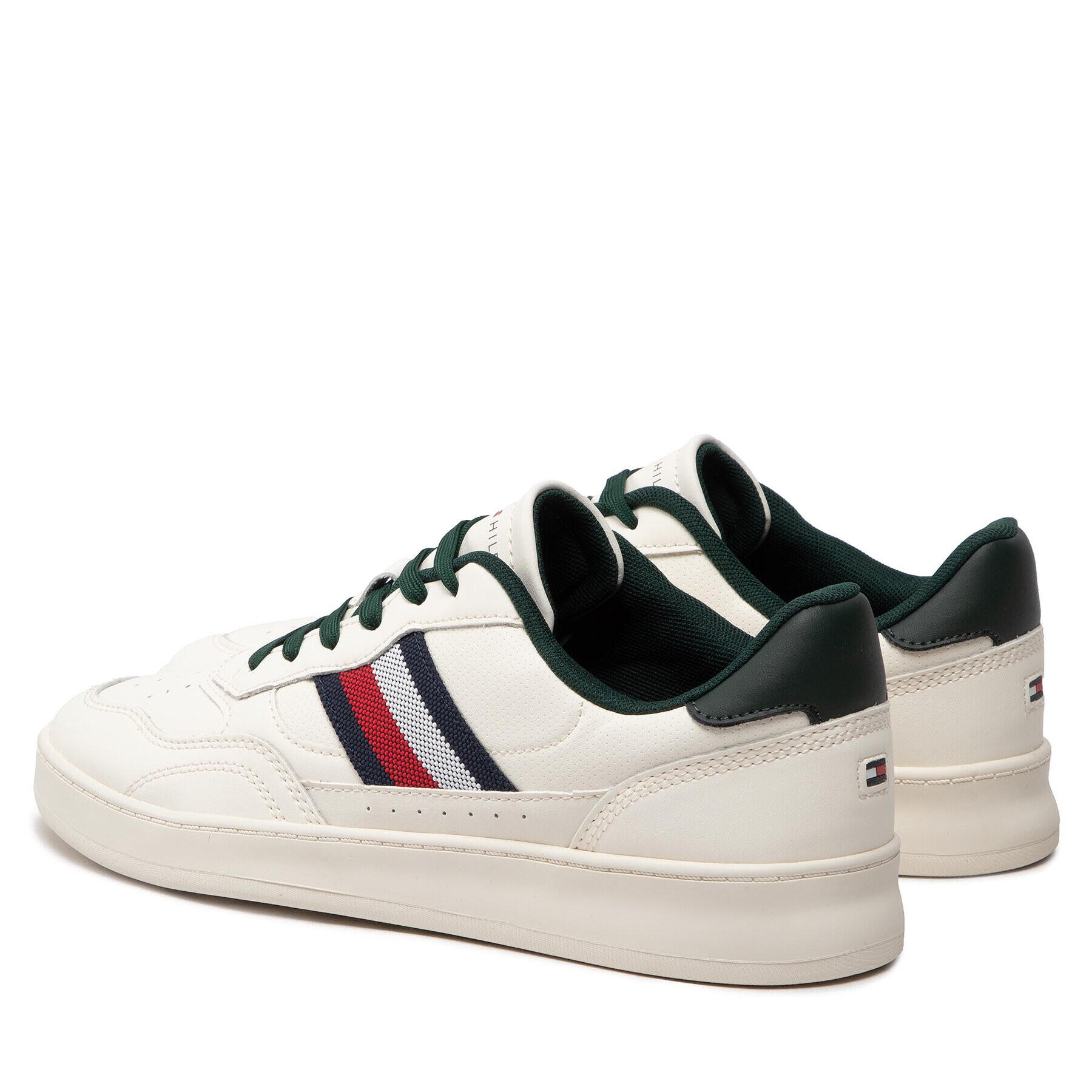 Tommy Hilfiger Sneakersy Retro Court Cupsole Stripes Lea FM0FM04316 Biela - Pepit.sk