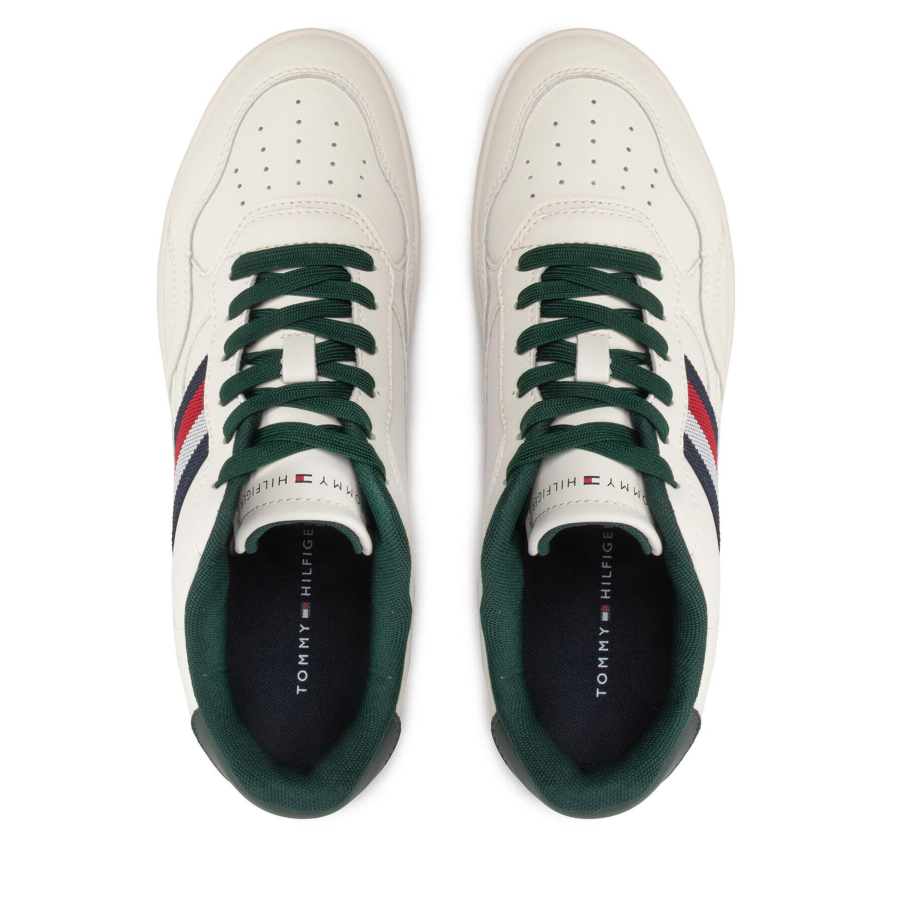 Tommy Hilfiger Sneakersy Retro Court Cupsole Stripes Lea FM0FM04316 Biela - Pepit.sk