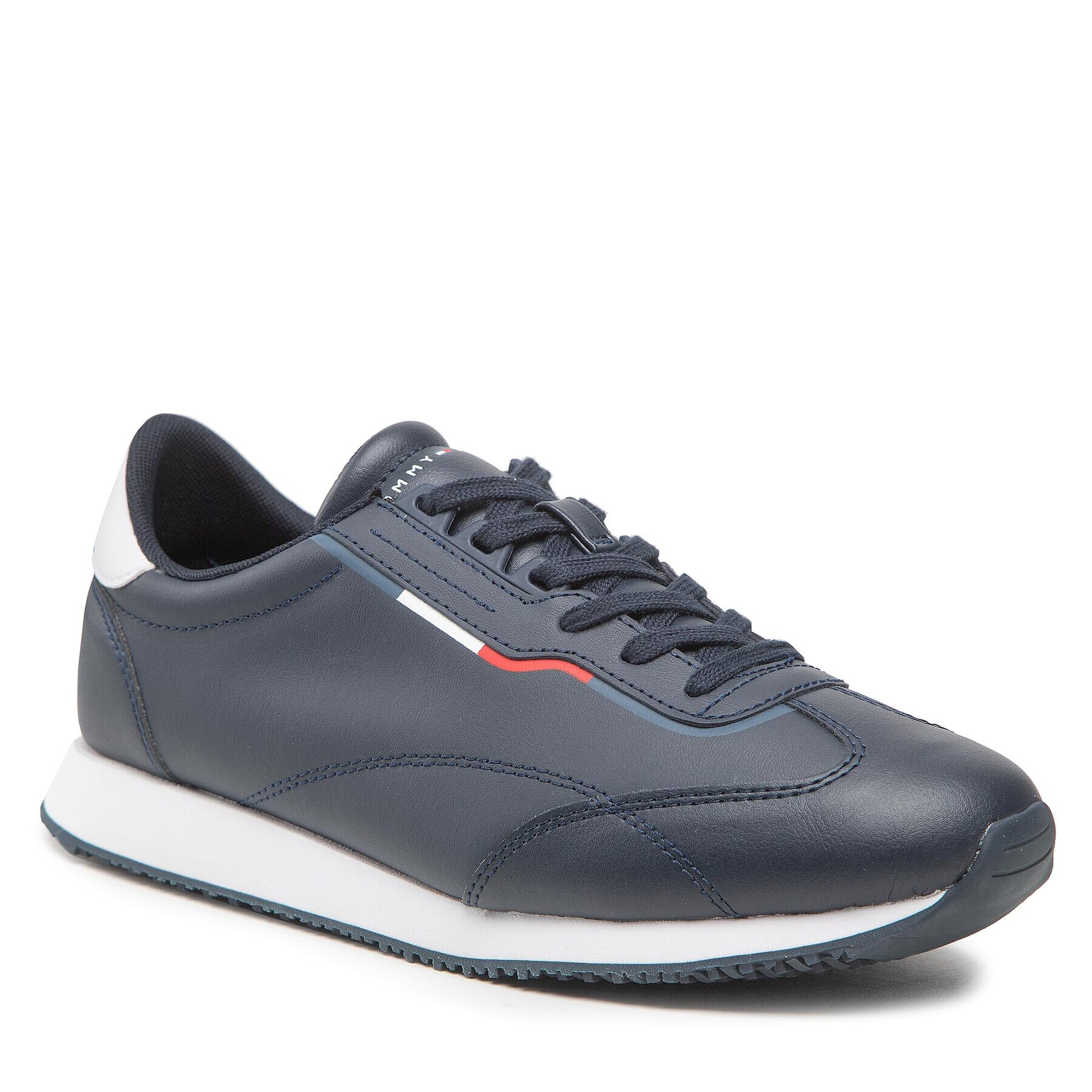 Tommy Hilfiger Sneakersy Runner Lo Leather Detail FM0FM04256 Tmavomodrá - Pepit.sk