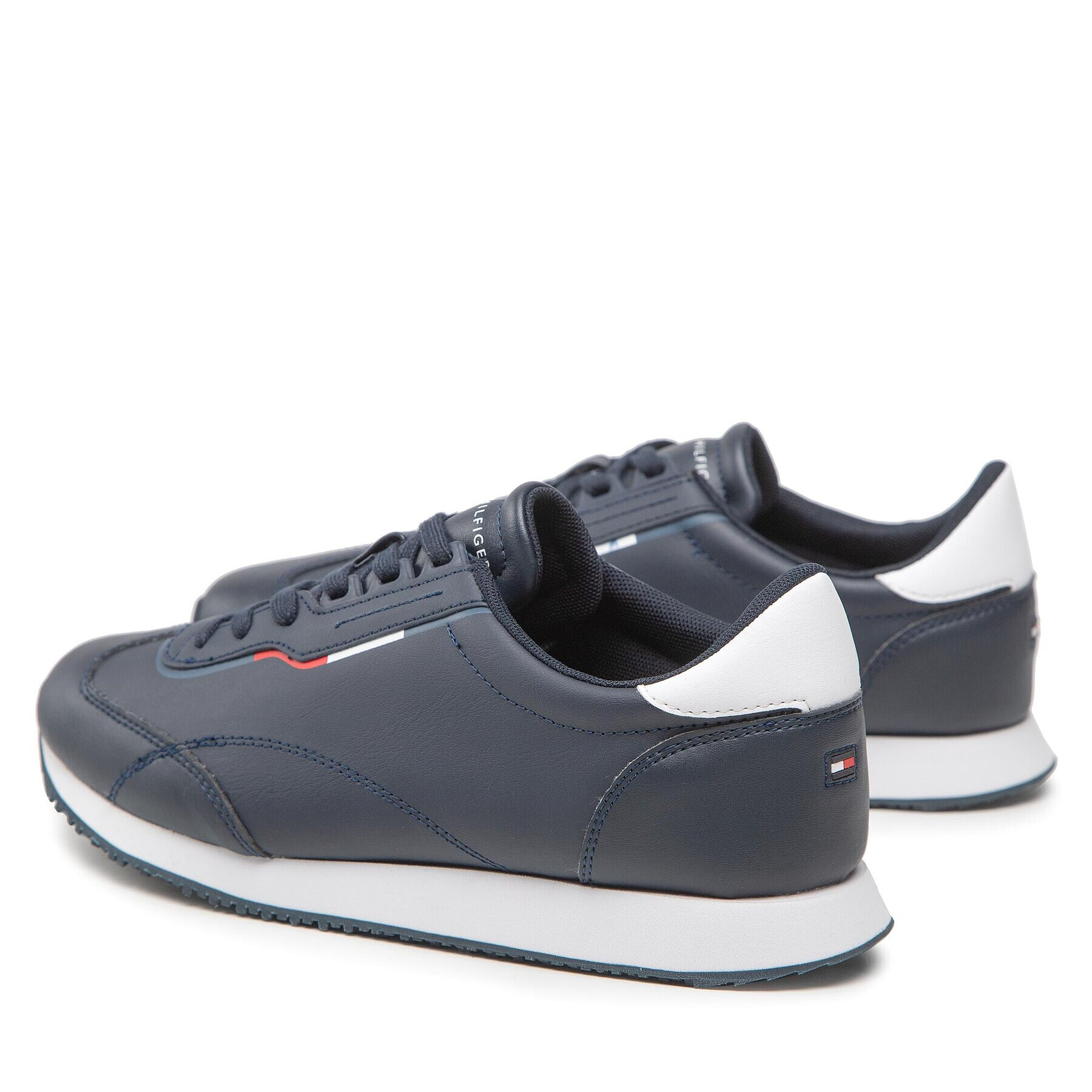 Tommy Hilfiger Sneakersy Runner Lo Leather Detail FM0FM04256 Tmavomodrá - Pepit.sk