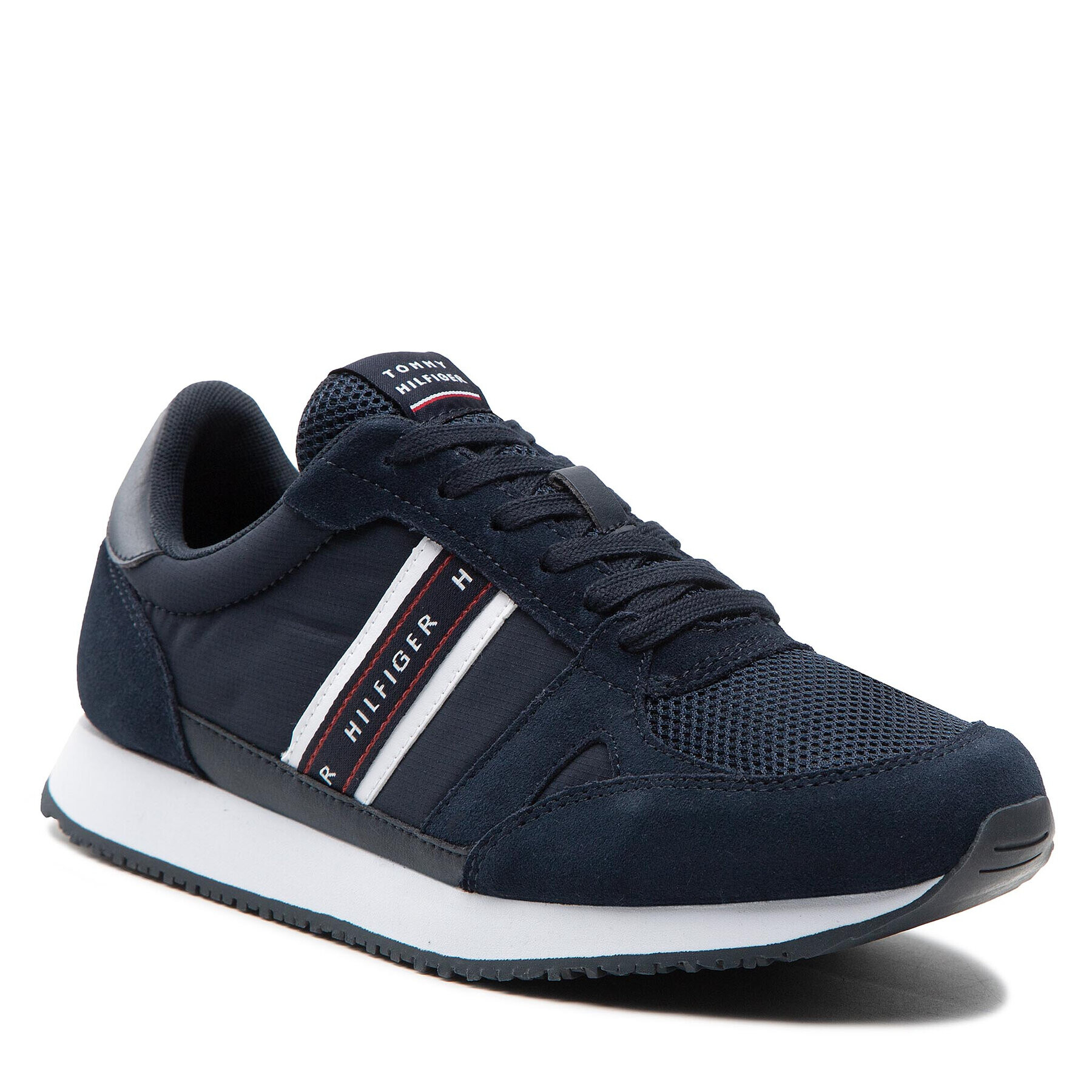 Tommy Hilfiger Sneakersy Runner Lo Stripe Mix FM0FM04023 Tmavomodrá - Pepit.sk