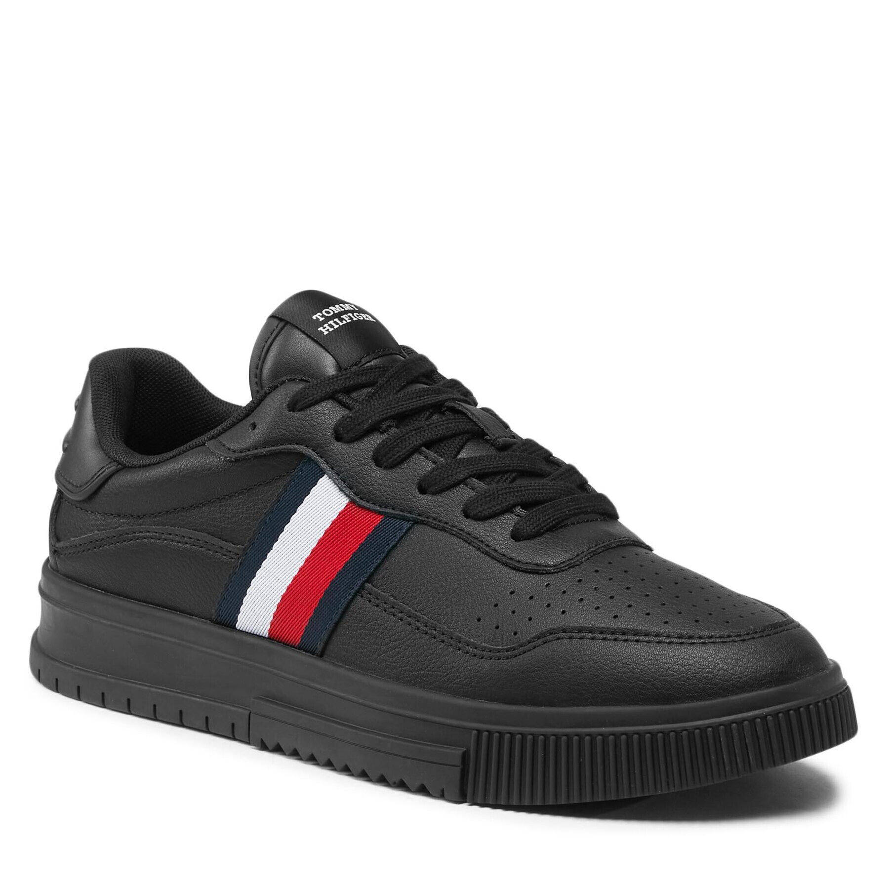 Tommy Hilfiger Sneakersy Supercup Leather Stripes FM0FM04824 Čierna - Pepit.sk