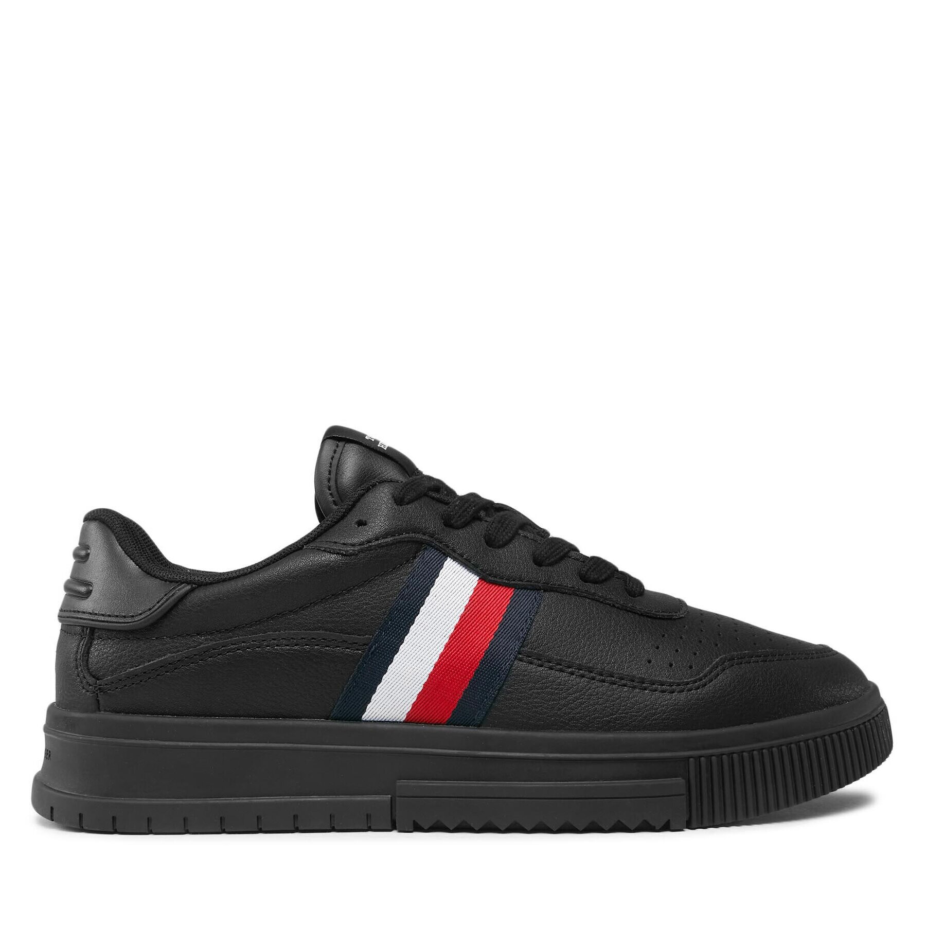 Tommy Hilfiger Sneakersy Supercup Leather Stripes FM0FM04824 Čierna - Pepit.sk