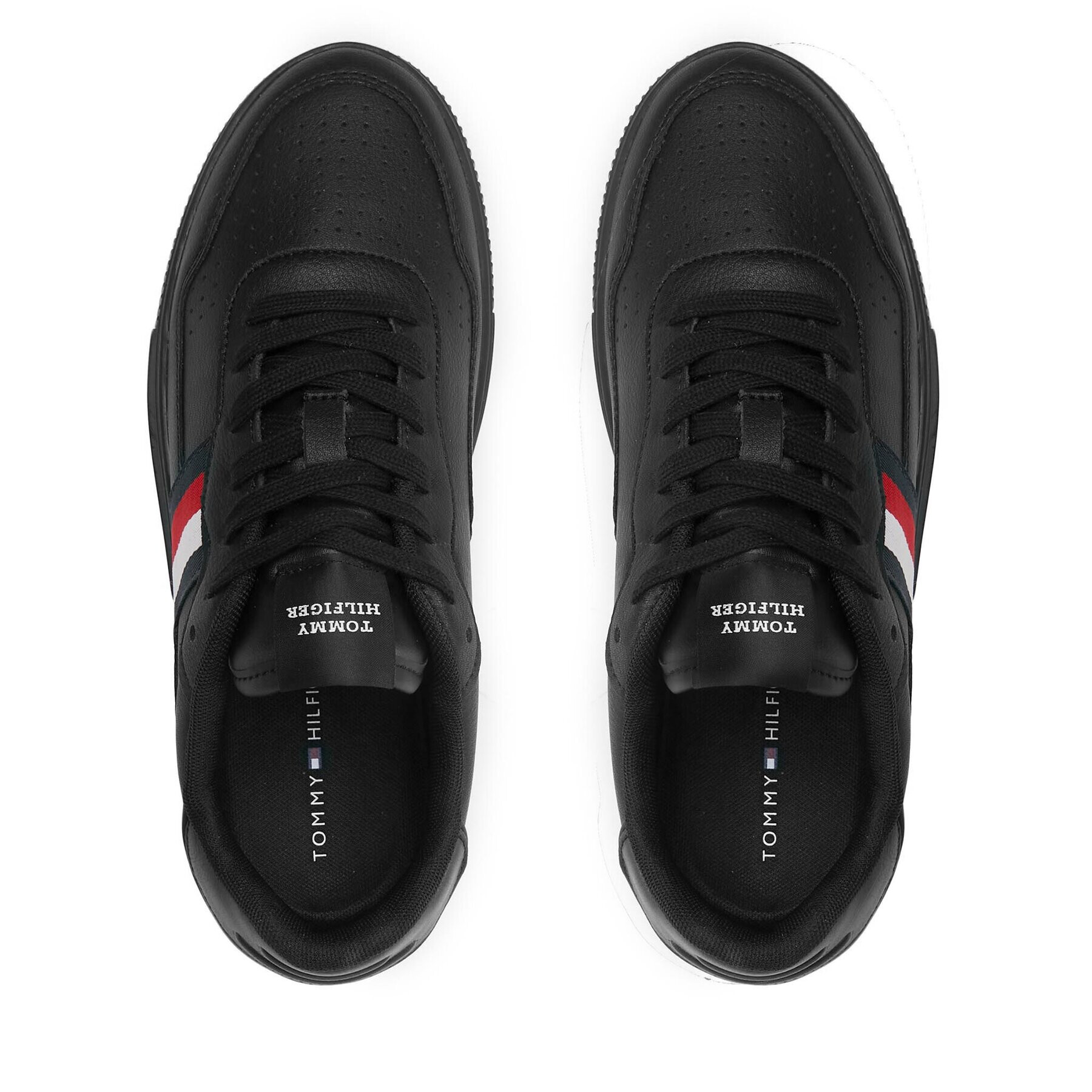 Tommy Hilfiger Sneakersy Supercup Leather Stripes FM0FM04824 Čierna - Pepit.sk