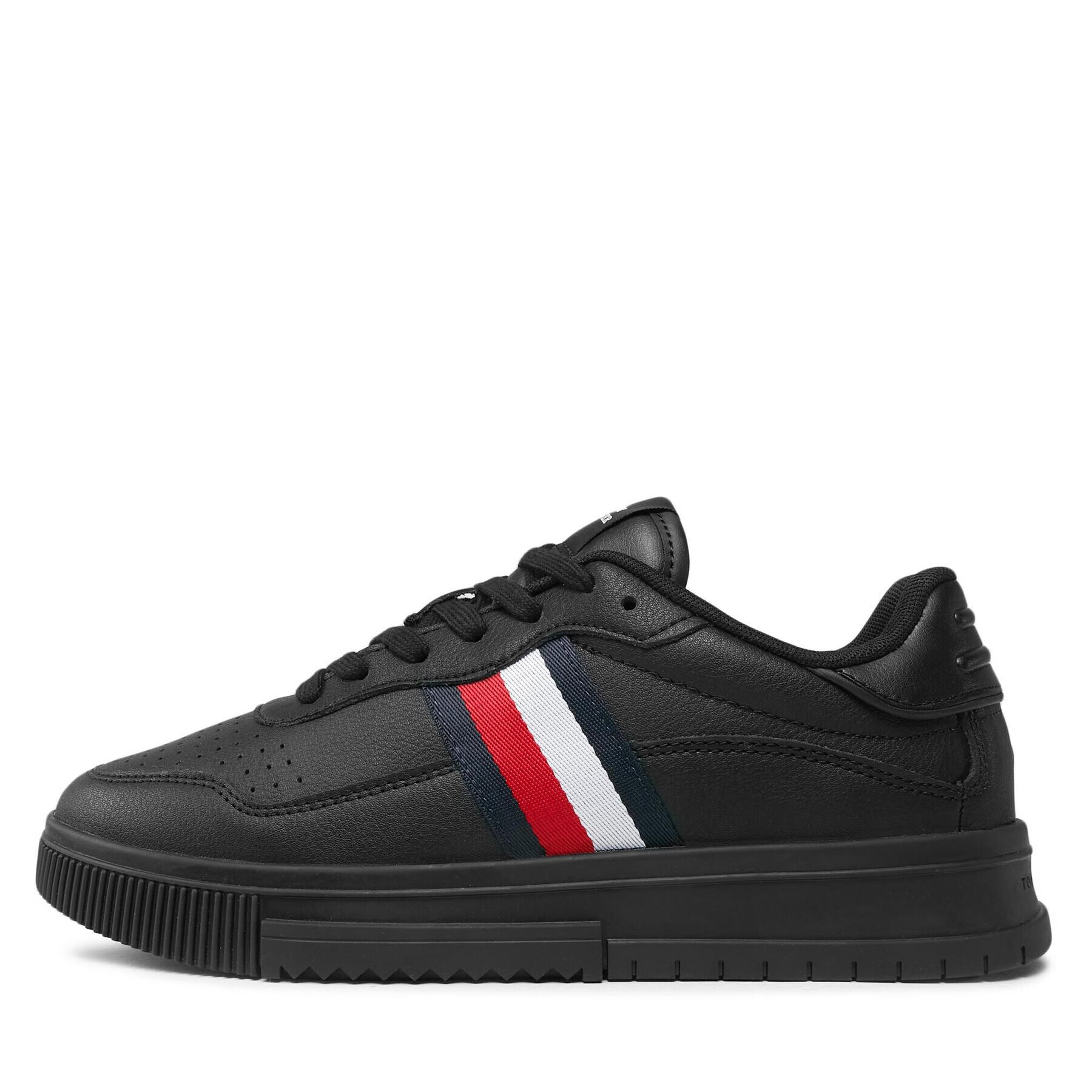 Tommy Hilfiger Sneakersy Supercup Leather Stripes FM0FM04824 Čierna - Pepit.sk