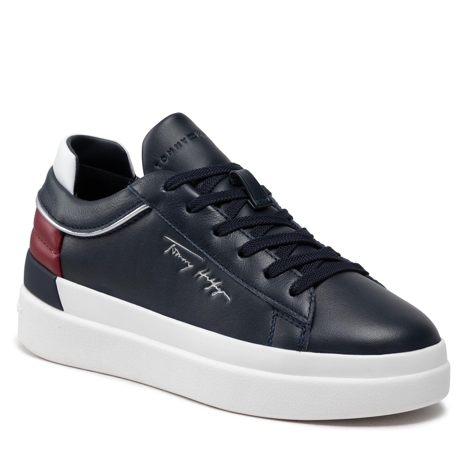 Tommy Hilfiger Sneakersy Th Femine Leather Sneaker FW0FW06511 Tmavomodrá - Pepit.sk