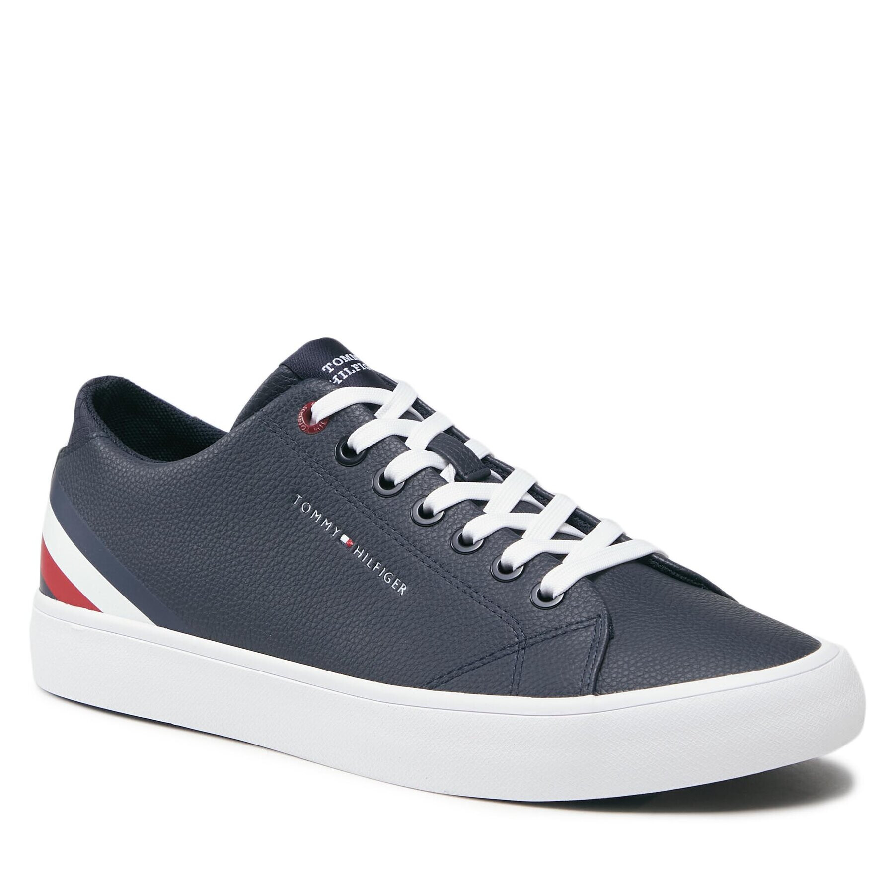 Tommy Hilfiger Sneakersy Th Hi Vulc Core Low Lth Stripes FM0FM04778 Modrá - Pepit.sk