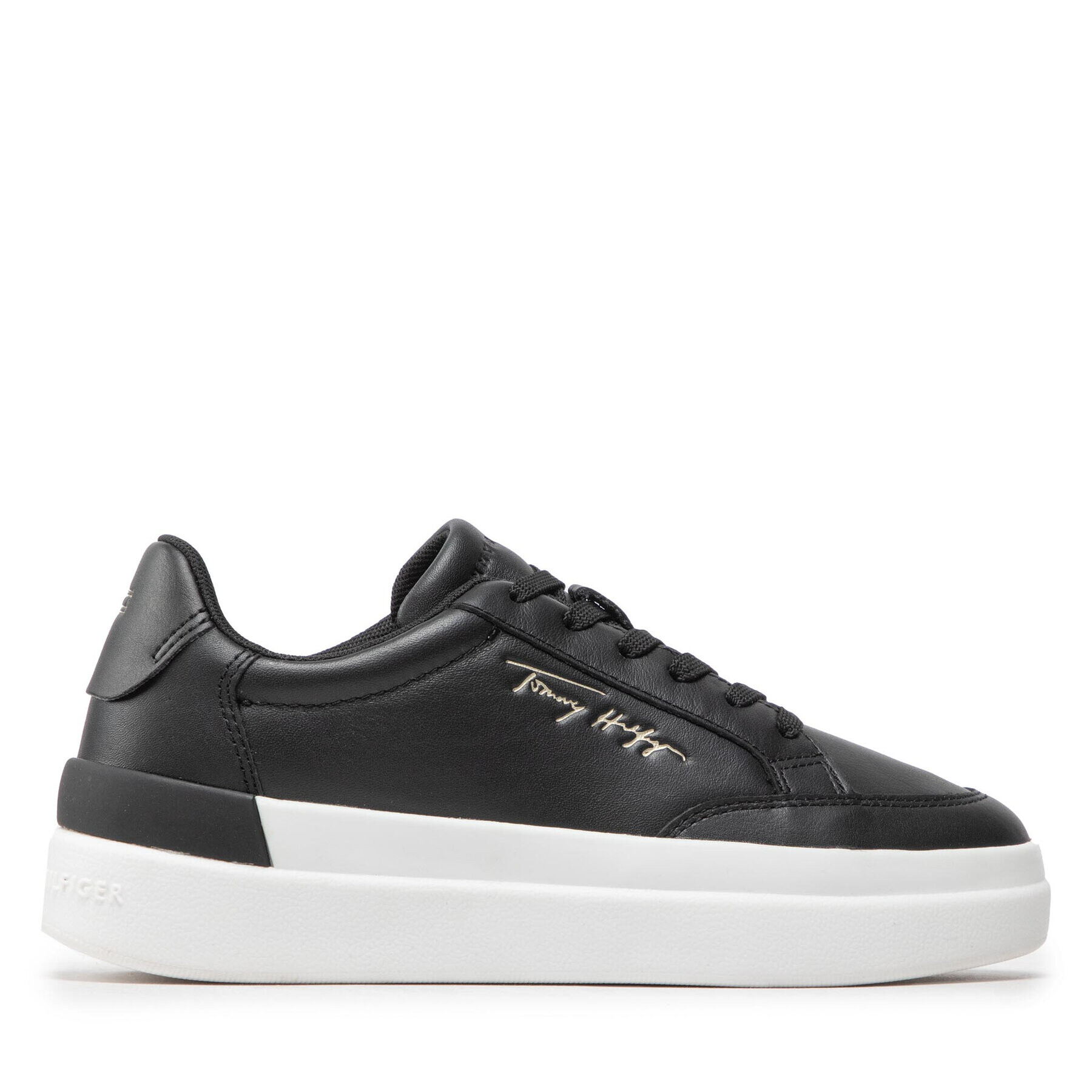 Tommy Hilfiger Sneakersy Th Signature Leather Sneaker FW0FW06665 Čierna - Pepit.sk