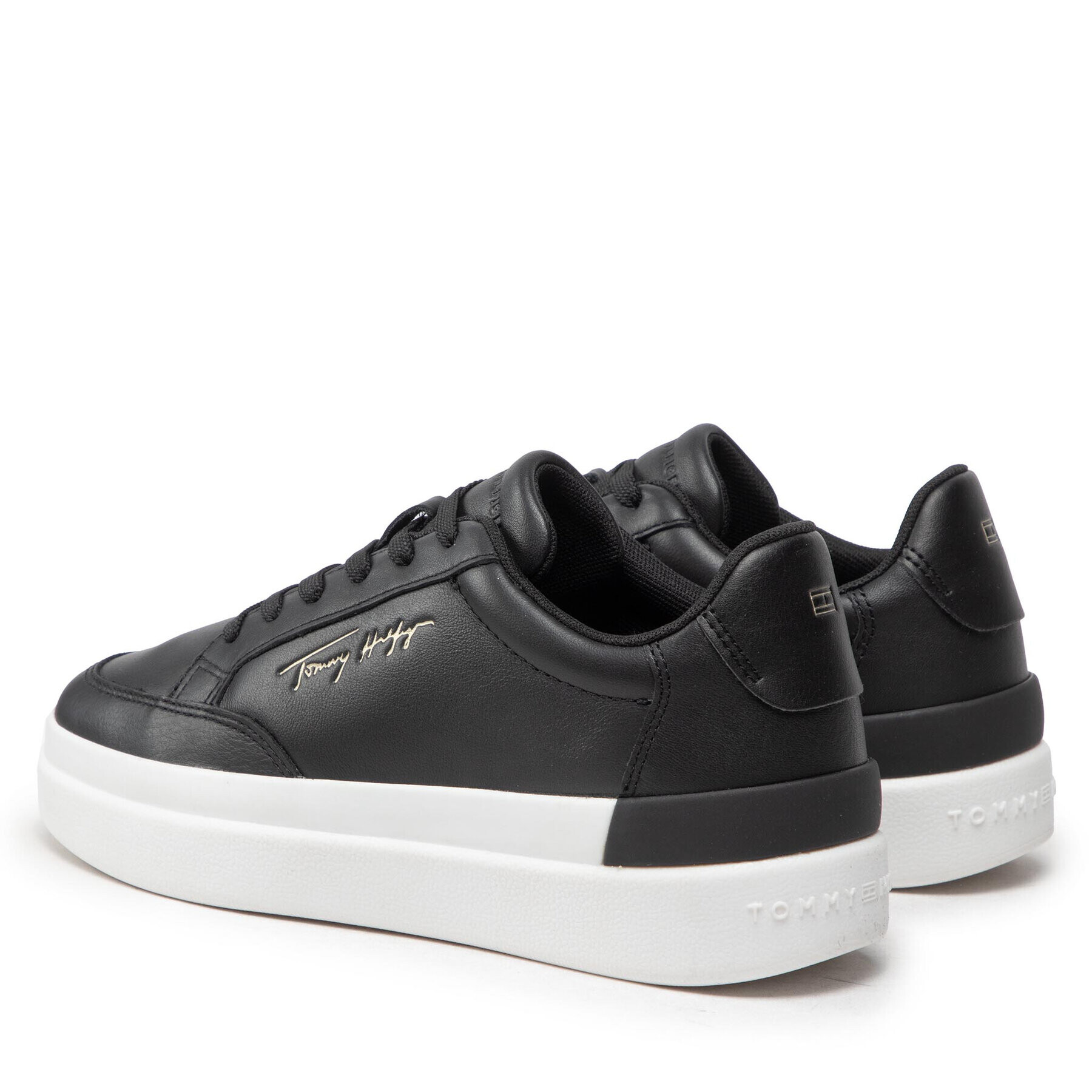 Tommy Hilfiger Sneakersy Th Signature Leather Sneaker FW0FW06665 Čierna - Pepit.sk