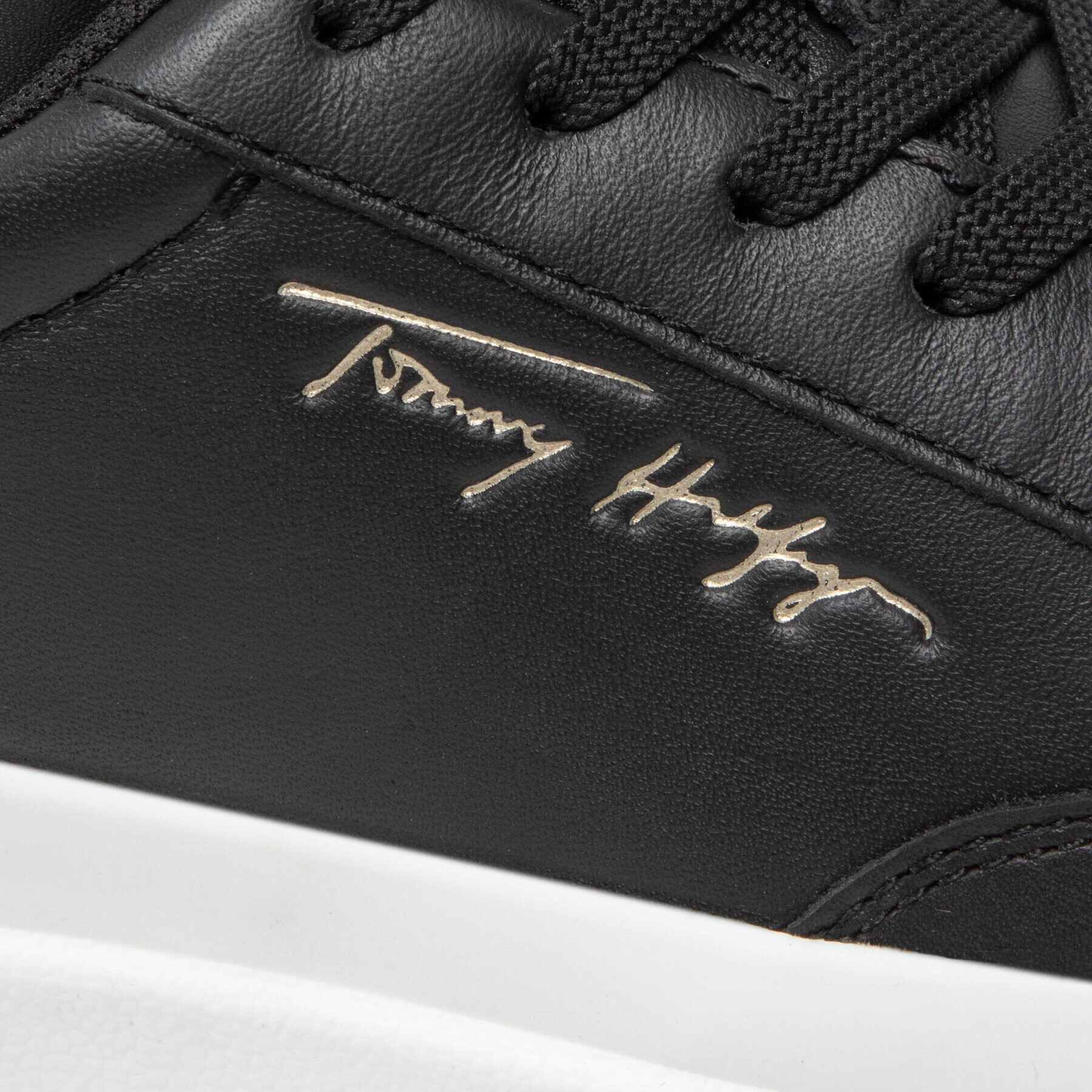 Tommy Hilfiger Sneakersy Th Signature Leather Sneaker FW0FW06665 Čierna - Pepit.sk