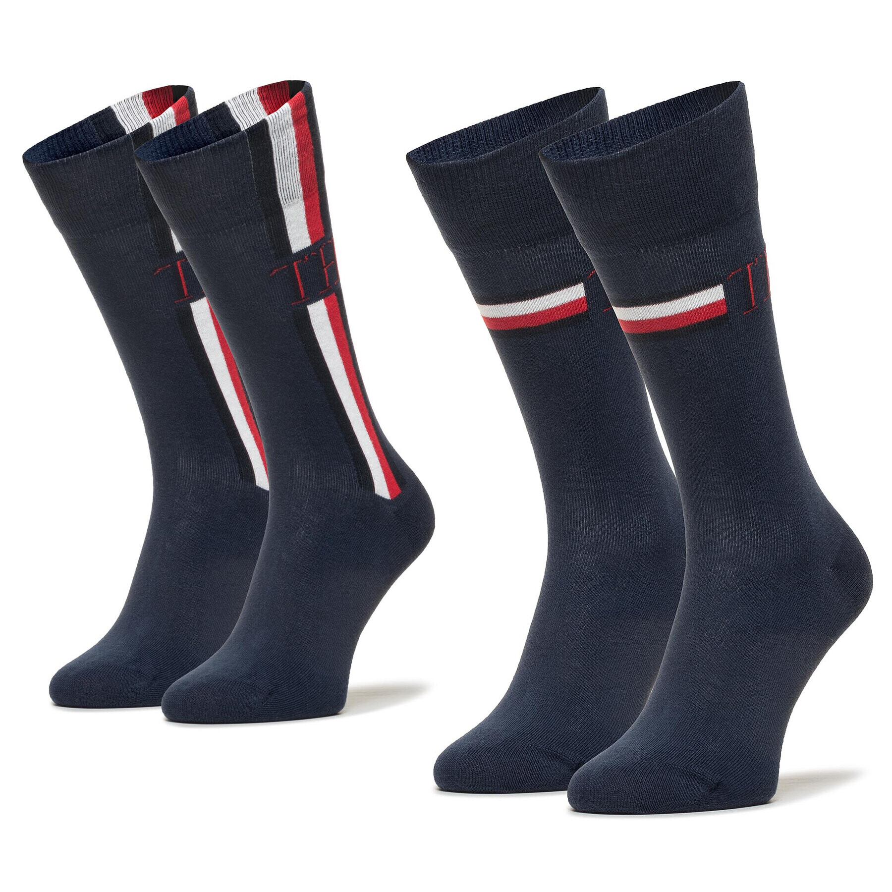 Tommy Hilfiger Súprava 2 párov vysokých ponožiek unisex 100001492 Tmavomodrá - Pepit.sk