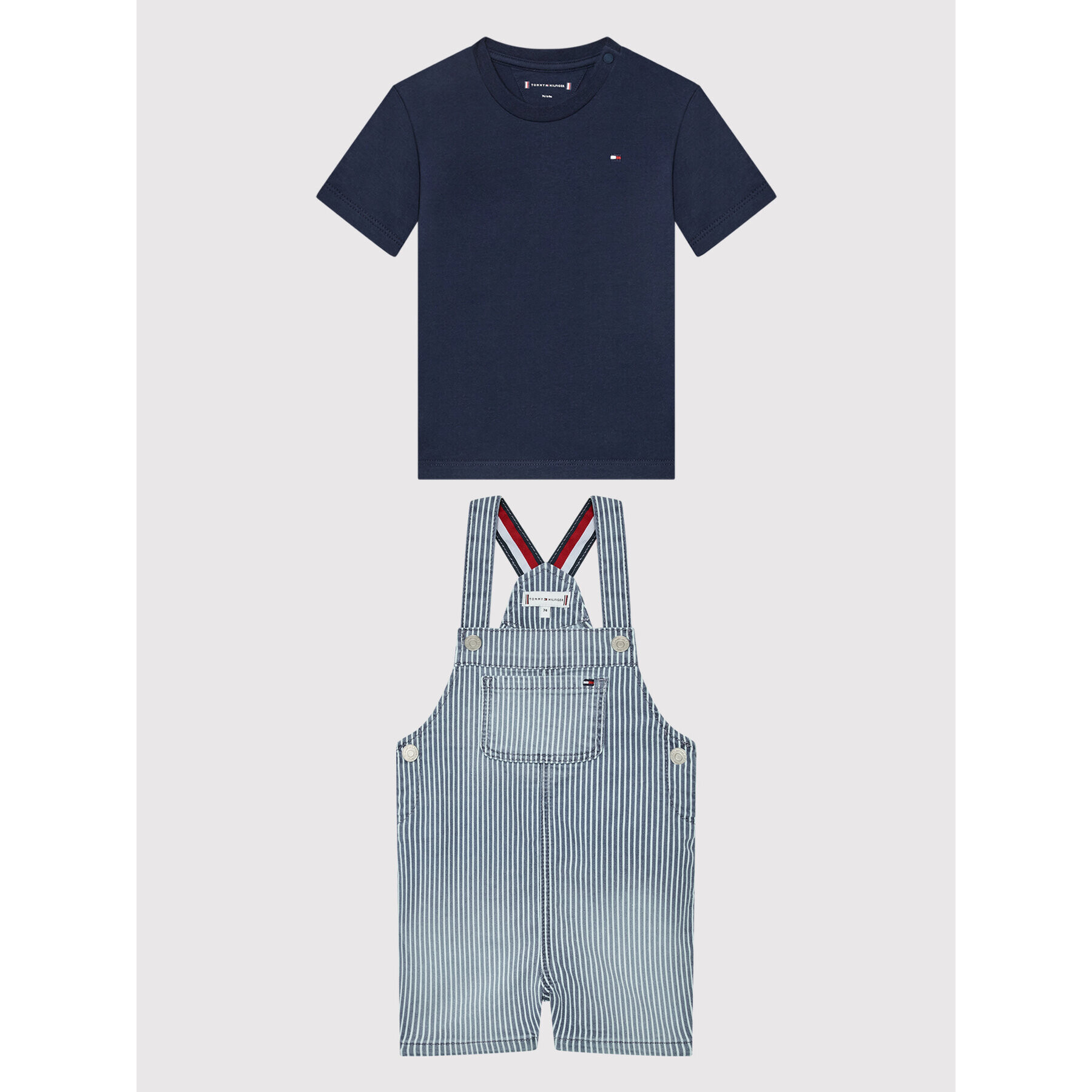 Tommy Hilfiger Súprava tričko a nohavice na traky Dungaree KN0KN01421 Tmavomodrá Regular Fit - Pepit.sk