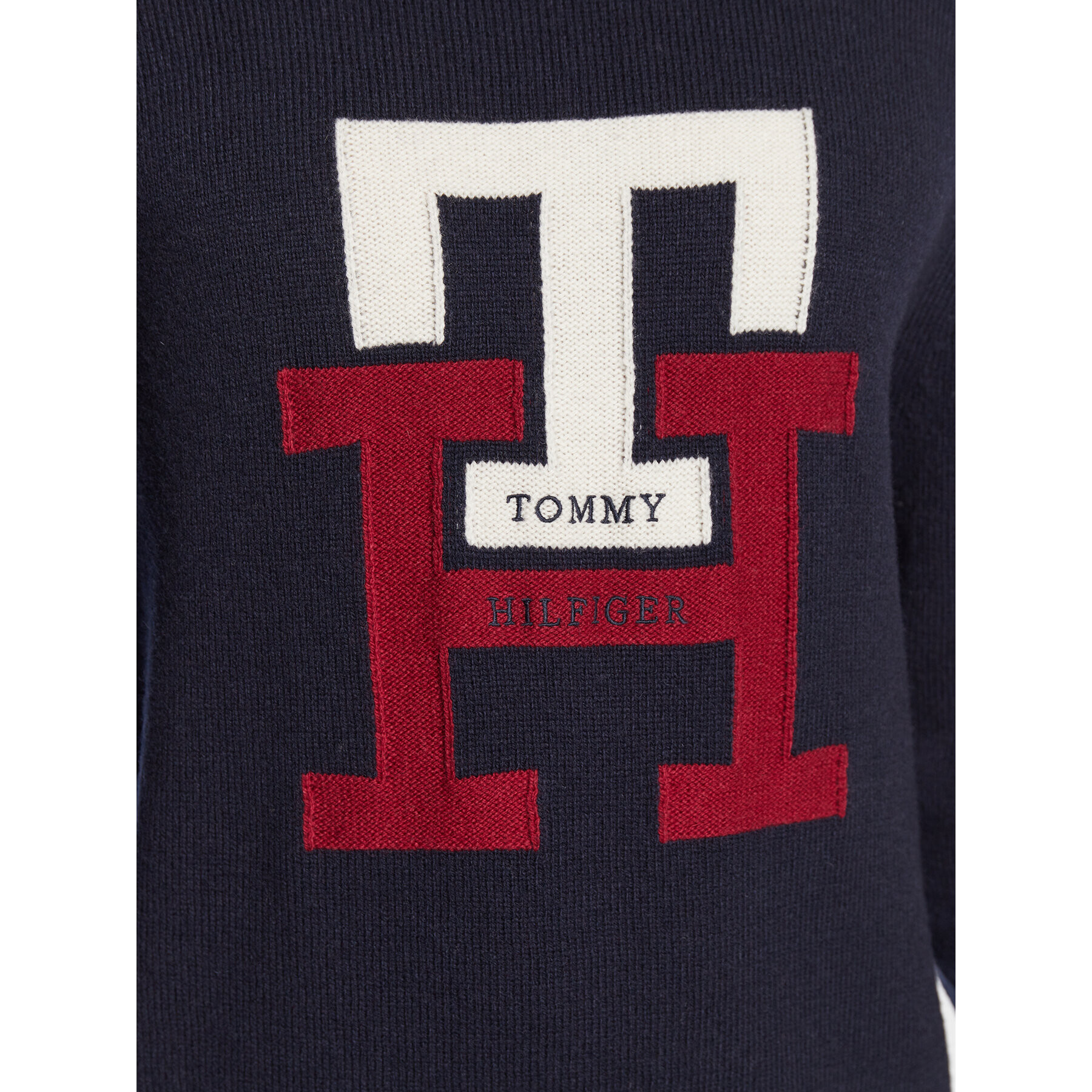 Tommy Hilfiger Sveter Bold Monogram MW0MW28045 Tmavomodrá Oversize - Pepit.sk