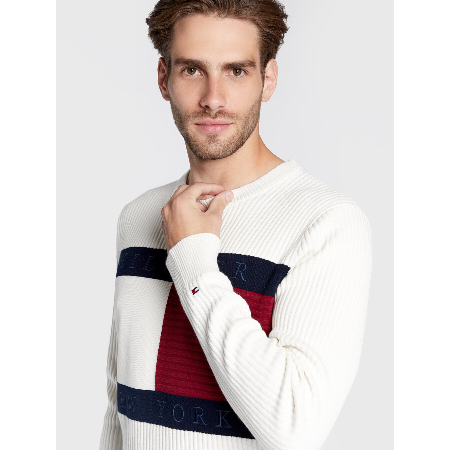 Tommy Hilfiger Sveter MW0MW25413 Béžová Regular Fit - Pepit.sk