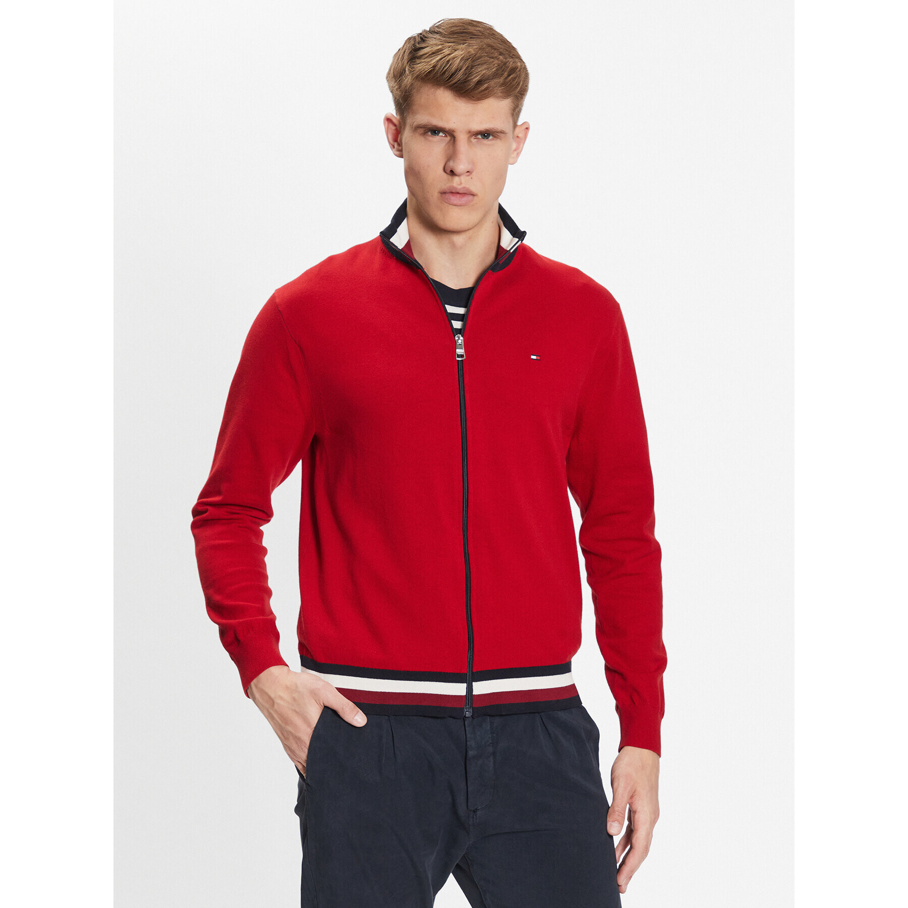 Tommy Hilfiger Sveter MW0MW32028 Červená Regular Fit - Pepit.sk